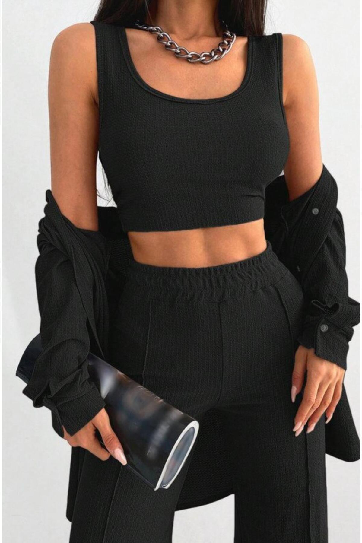 HeviStor-Set Three-Piece Combination Shirt Crop Pants Wrap-Around//Stylish Combination 5