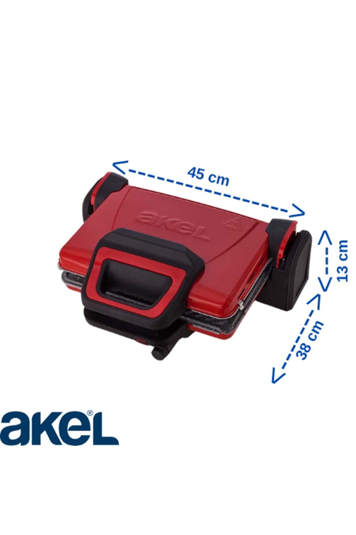 Akel AB680 1600W Kırmızı Tost Makinesi, Termostatlı, Granit Pişirme Yüzeyli