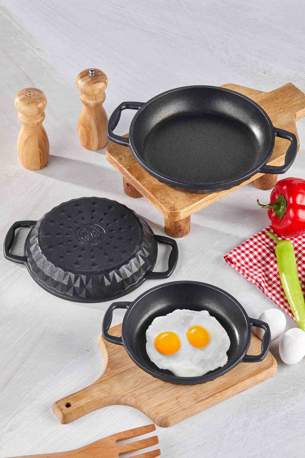 Taç-Bella Cast Iron 3-Piece Pan Set Black (18-20-22 cm) 2