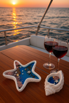 AKANART Studio Deniz Yıldızı & Kabuk Beton Mum – El Yapımı Dekoratif