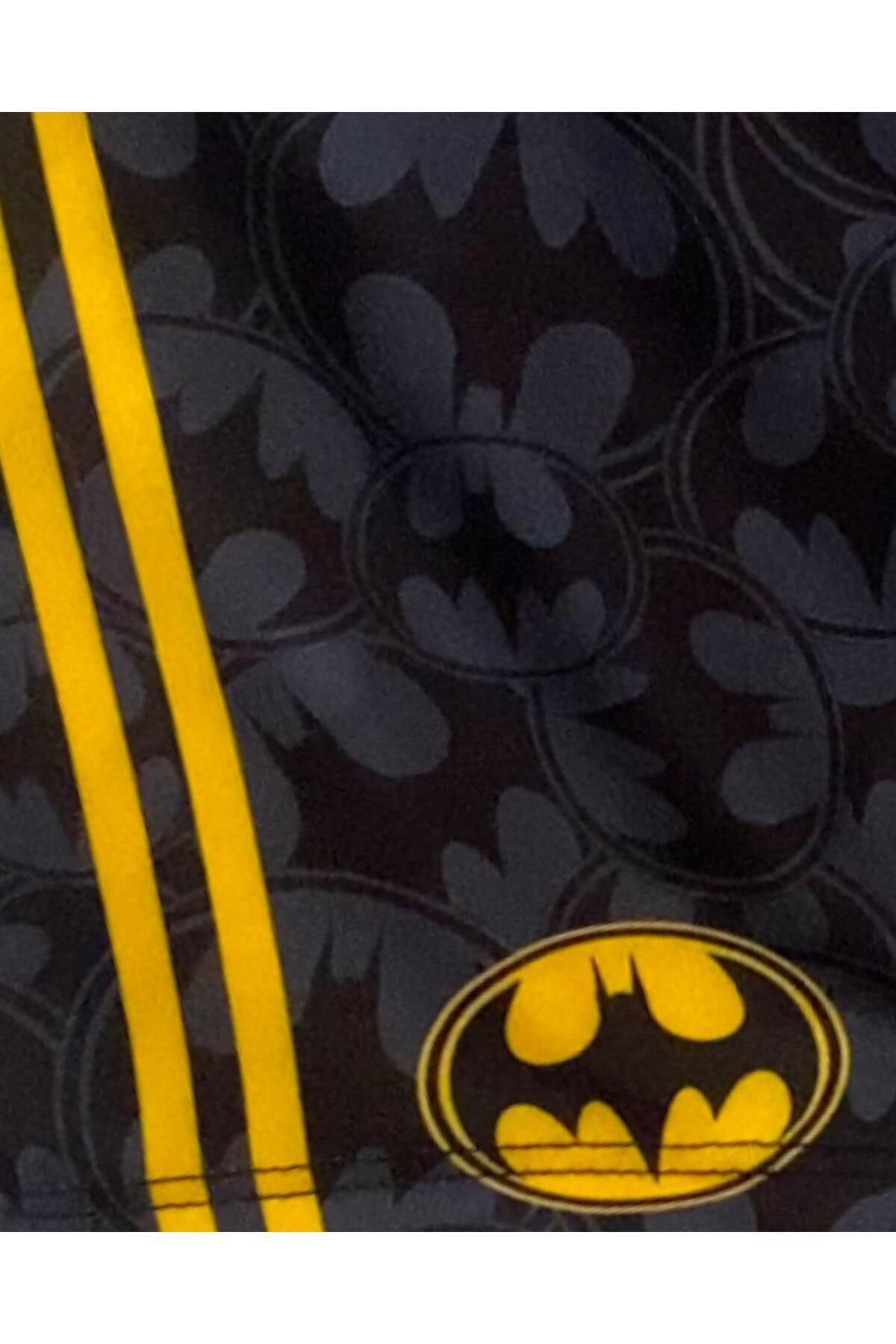LİTTLE TORTOİSE Erkek Çocuk BATMAN Desenli Likralı Esnek Rahat Kalıp Deniz Şortu Bone Takımı fotoğrafı 4 (önizleme)