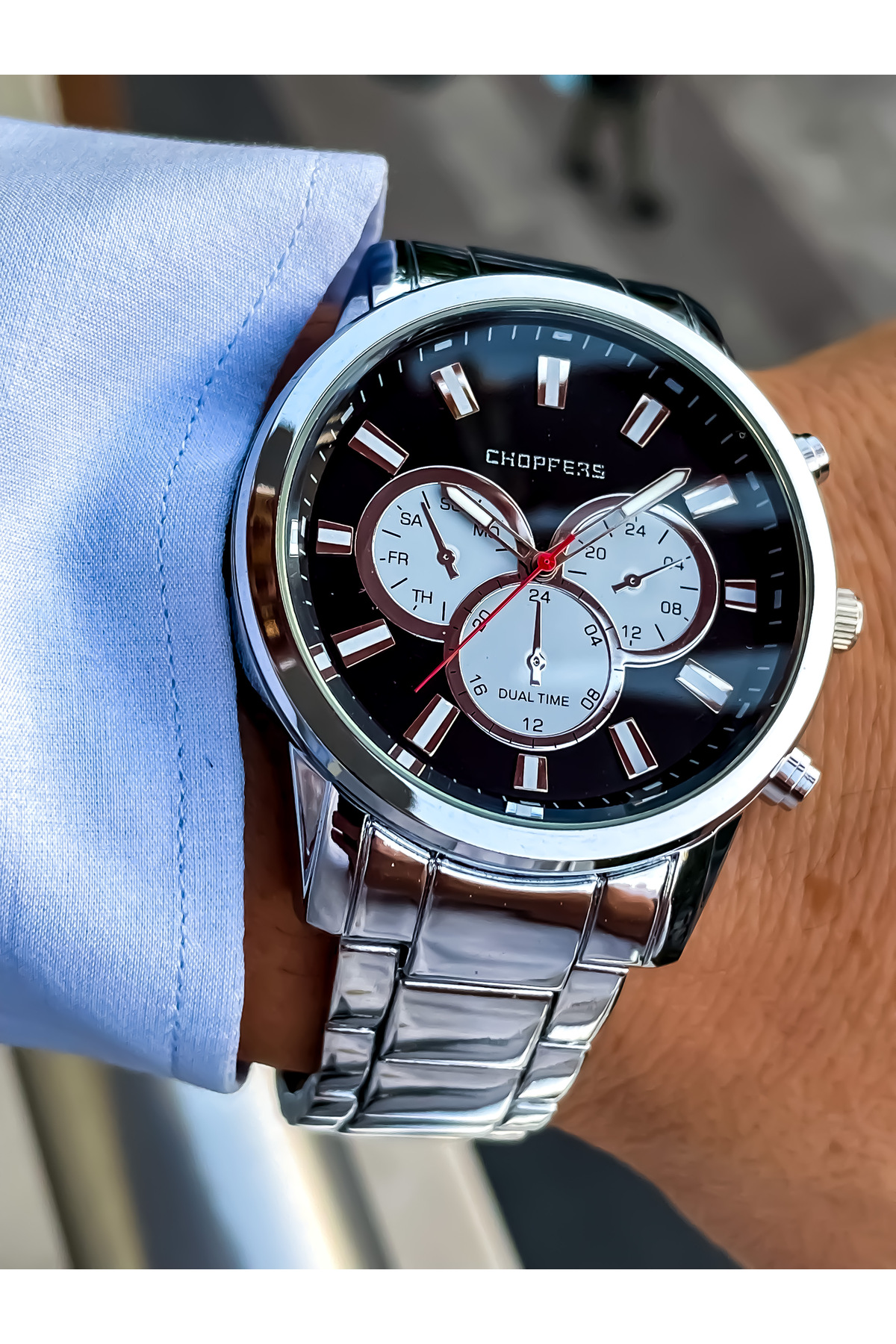 هدیه ساعت مچی و دستبند مردانه - بند فلزی جدید