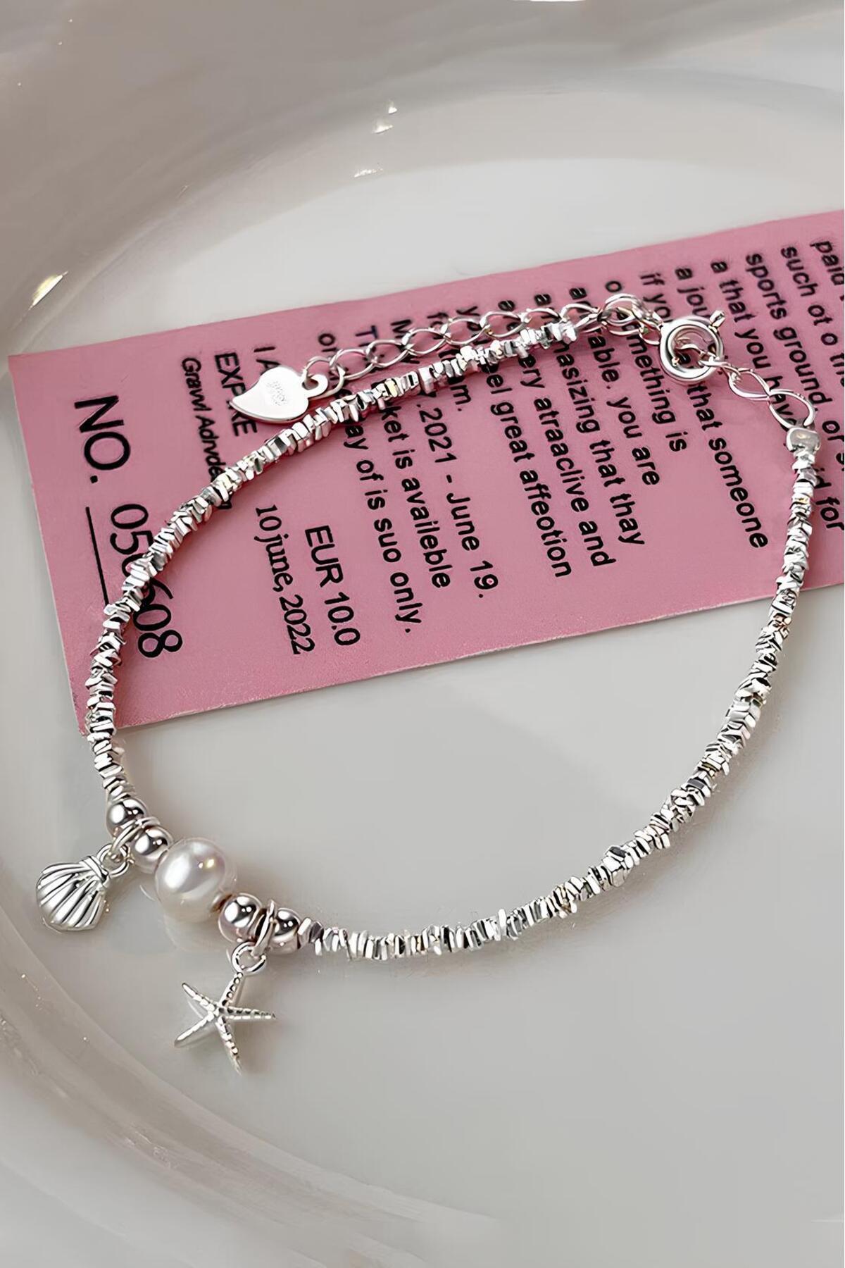The Collection Minimal Tasarım Deniz Yıldızı ve Deniz Kabuğu Charm Bileklik Pinterest Parlak Taş Princess Bileklik görsel 6