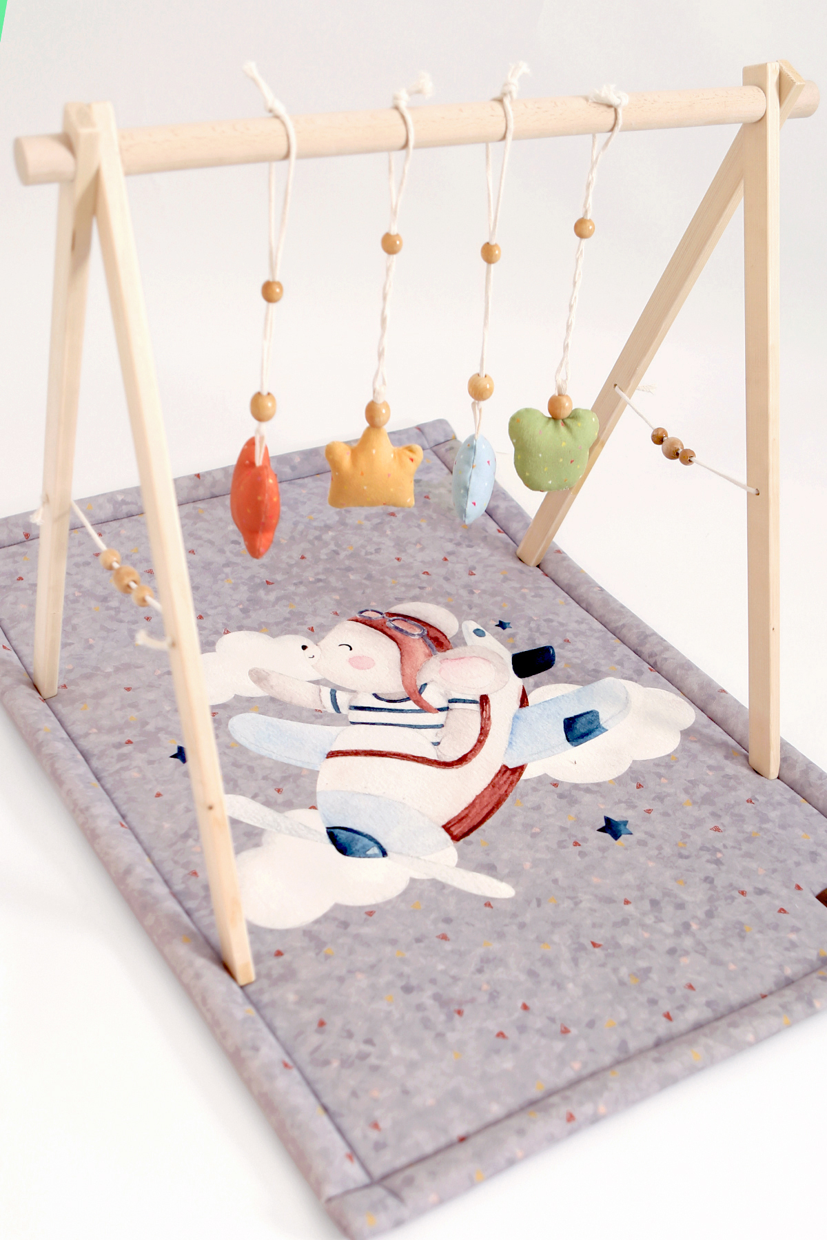 HAMUR Bebek Oyun Halısı Ahşap Oyun Matı Oyuncaklı Yenidoğan Aktivite Etkinlik Egzersiz Baby Gym Fly fotoğrafı 2 (önizleme)