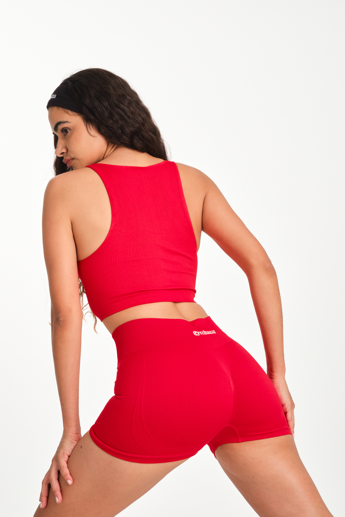 gymhams Kırmızı Yılbaşı Drop Shorts Kalça Büzgülü Süper Mini Şort, Push-up Toparlayıcı & Şekillendirici görsel 5
