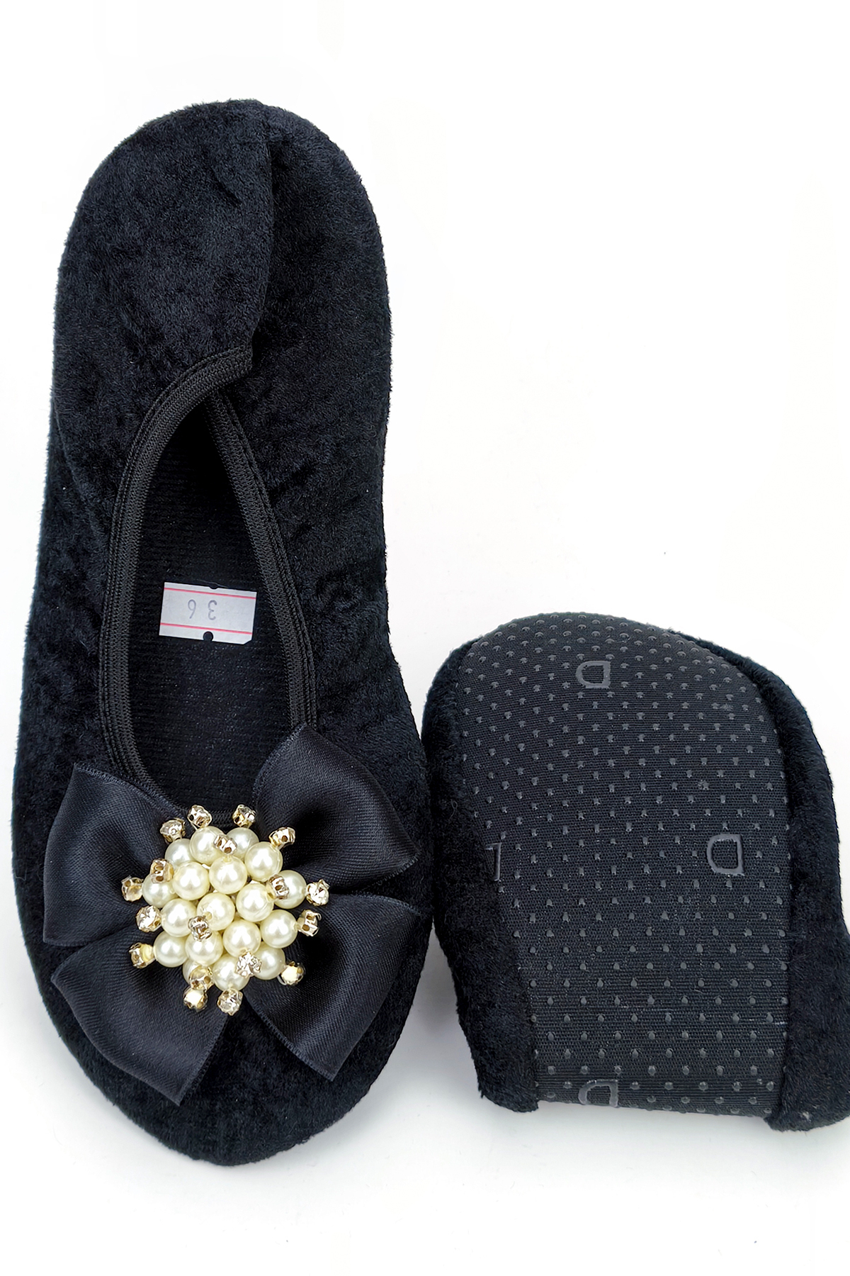 CEYDA SHOES Süslü Kadife Ev,hac, Umre Babeti, Hediye, Günlük Babet,tüylü Babet, Panduf, Patik, Gösteri Pisi Pisi görsel 6