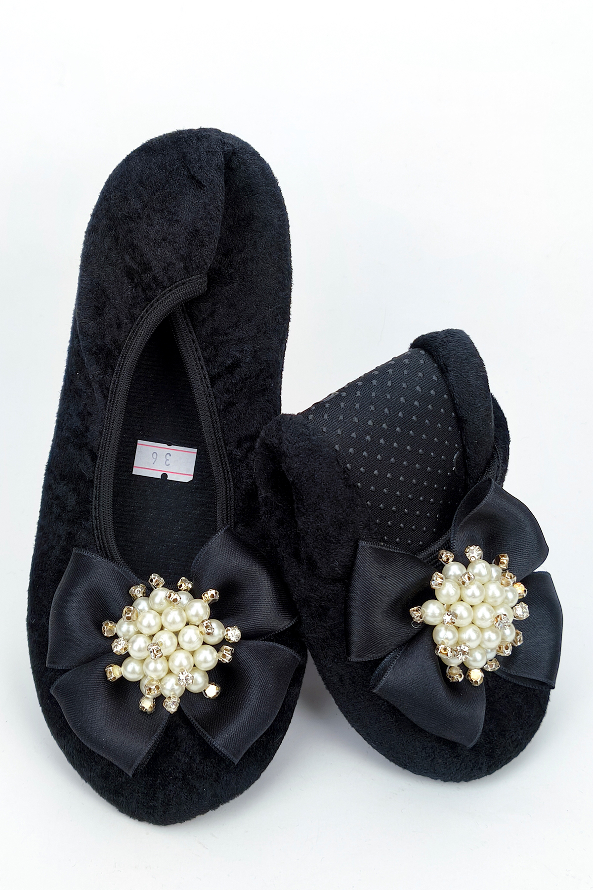 CEYDA SHOES Süslü Kadife Ev,hac, Umre Babeti, Hediye, Günlük Babet,tüylü Babet, Panduf, Patik, Gösteri Pisi Pisi görsel 4