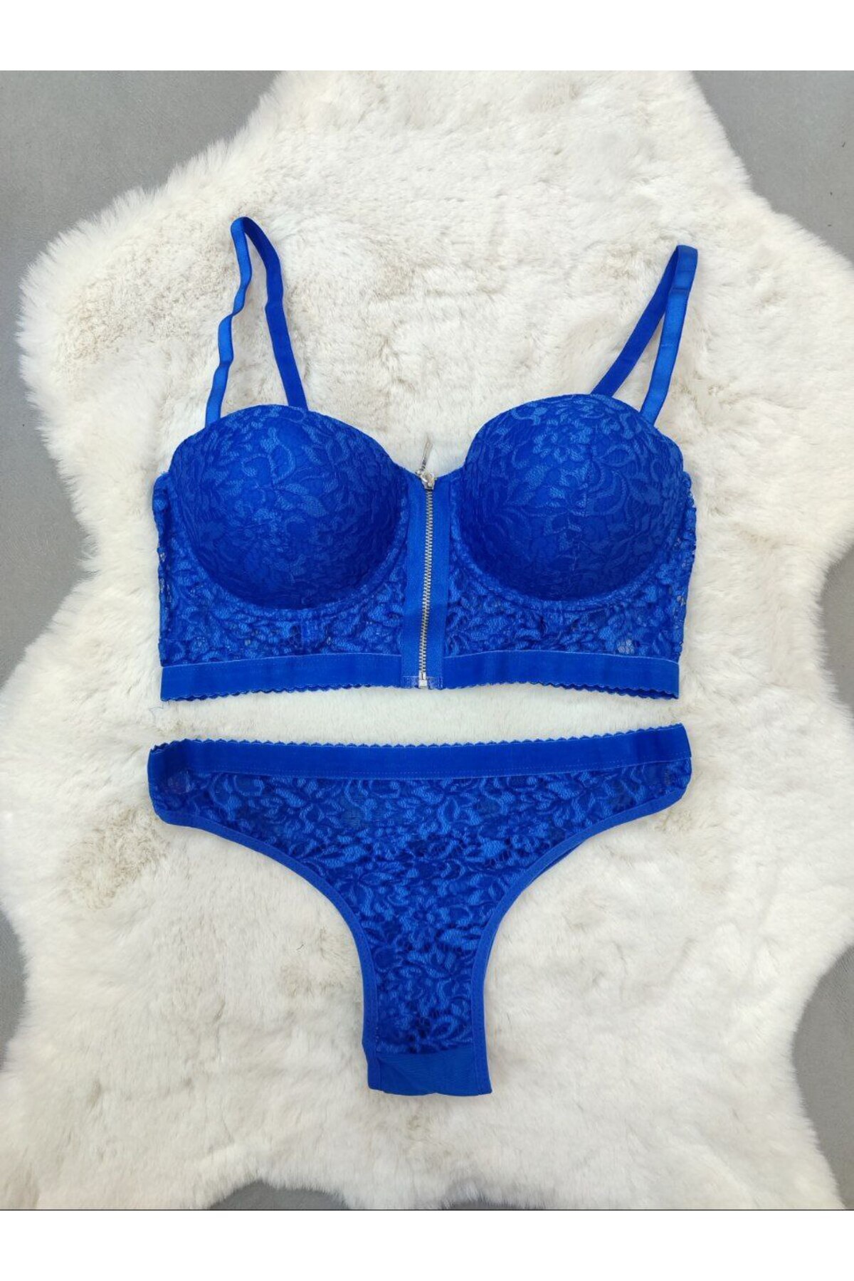Love Angels Ekonomik Önden Açılan Fermuarlı Dantel Detaylı Soft Dolgulu Sütyen - İç Çamaşır Takımı görsel 3