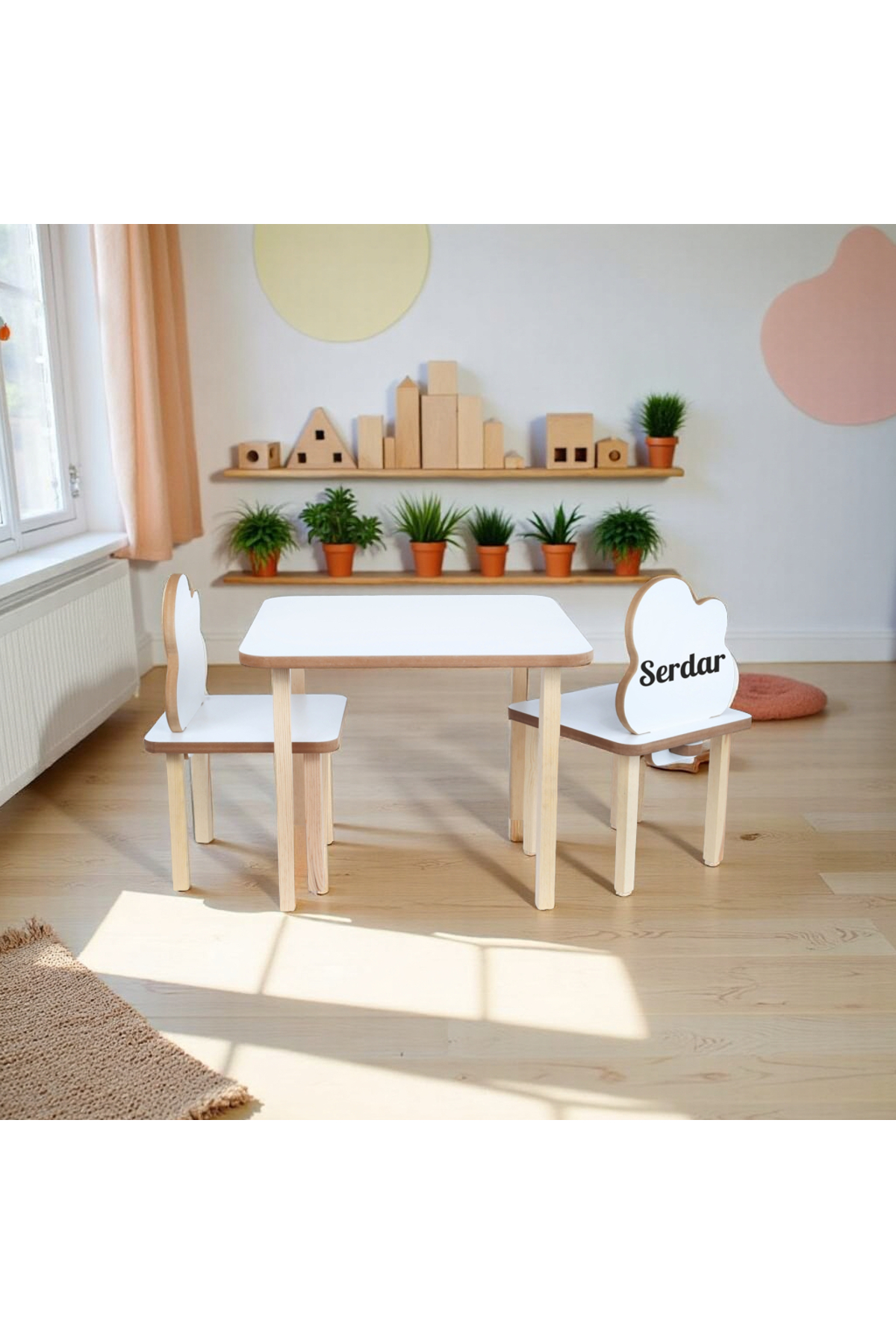 wudie Isme Özel Aktivite Masası Oyun Çalışma Masası Ve Sandalyesi Mobilya Masa 2 Sandalye montessori fotoğrafı 3 (önizleme)