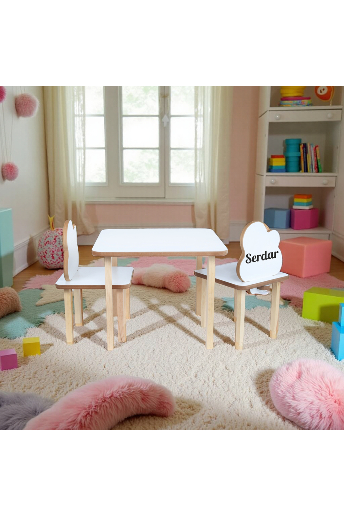 wudie Isme Özel Aktivite Masası Oyun Çalışma Masası Ve Sandalyesi Mobilya Masa 2 Sandalye montessori fotoğrafı 2 (önizleme)