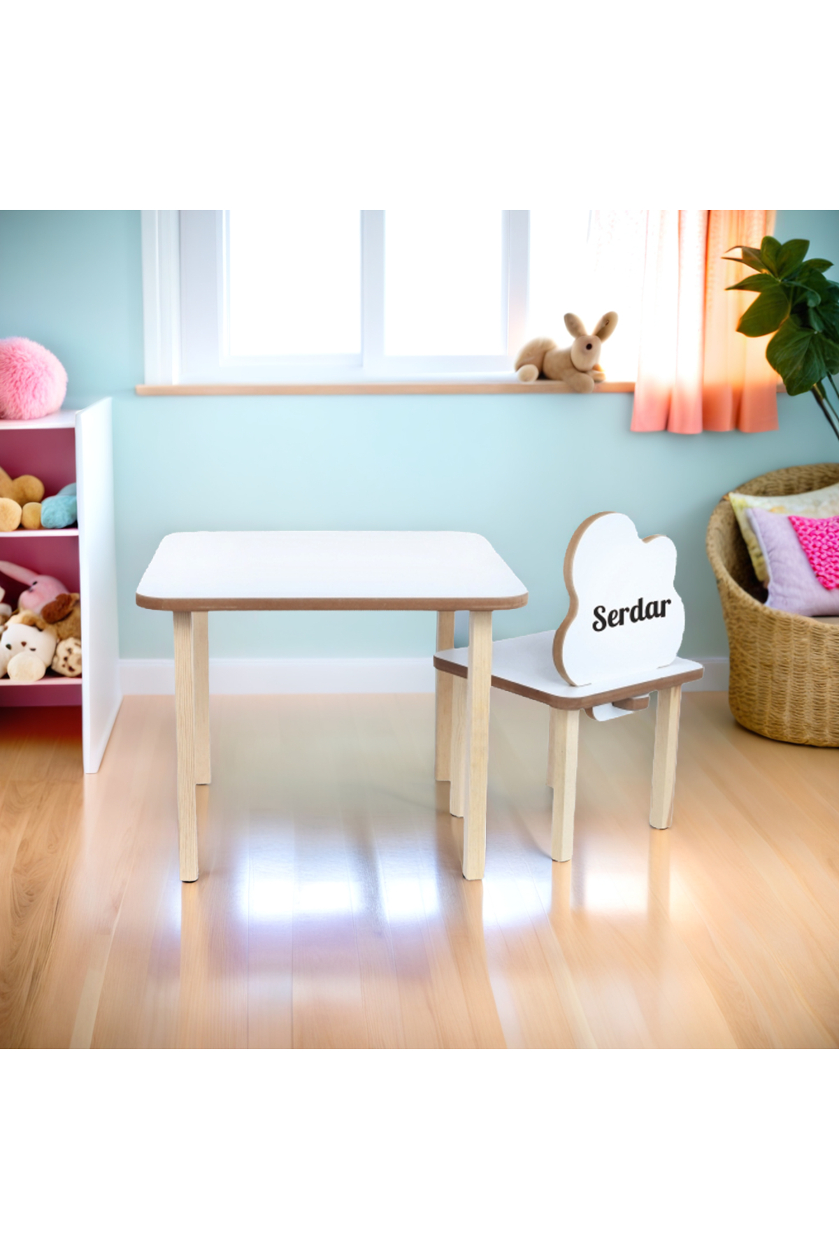 wudie Isme Özel Çocuk Masa Ve 1 Sandalye Takımı Aktivite Masası Çocuk Mobilyası Çalışma Masası Sandalyesi fotoğrafı 2 (önizleme)