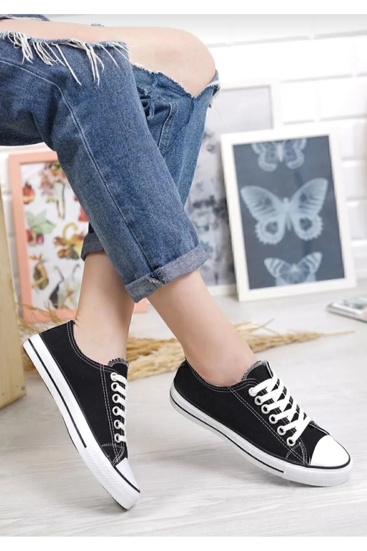 Genel Markalar MODA PARİS Siyah Sneaker Star