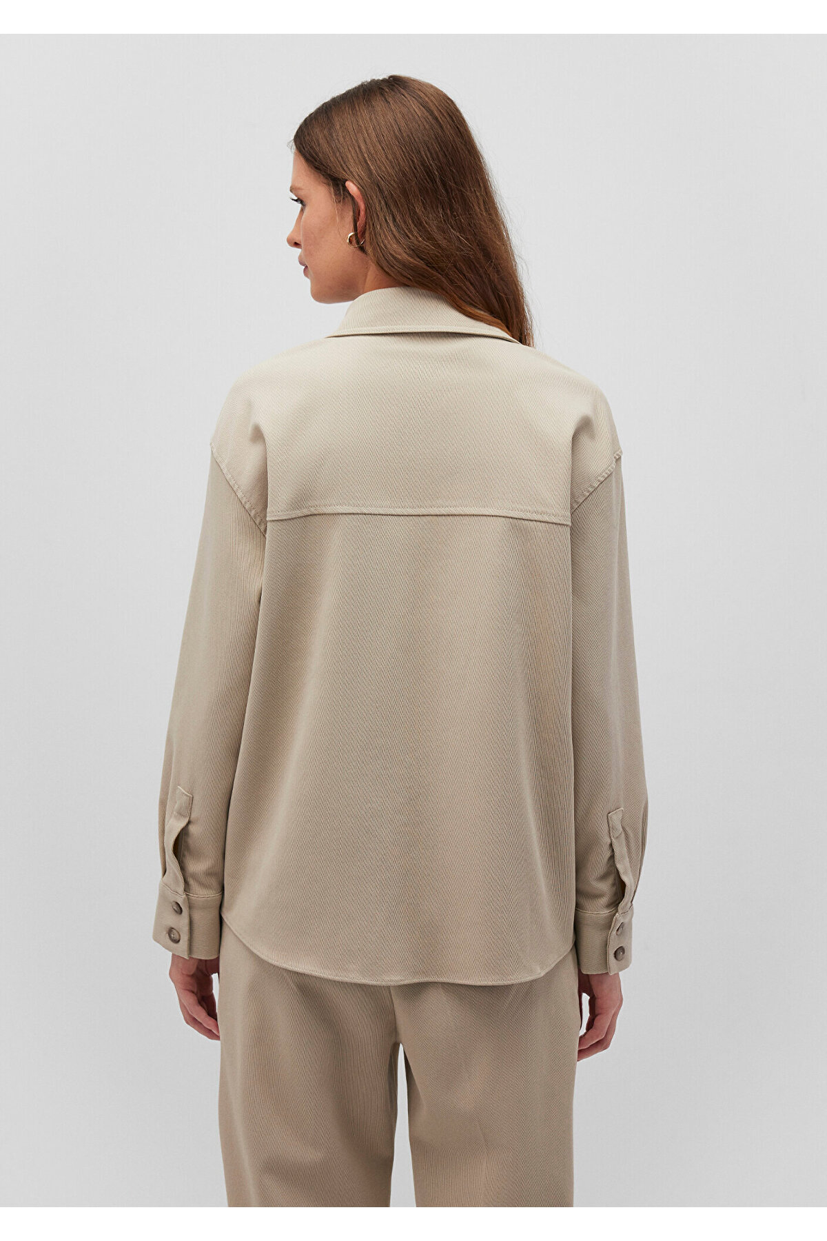 Lux Touch Bej Modal Gömlek Loose Fit / Bol Rahat Kesim 1210971-70322 — بژ — تصویر 4 از 6