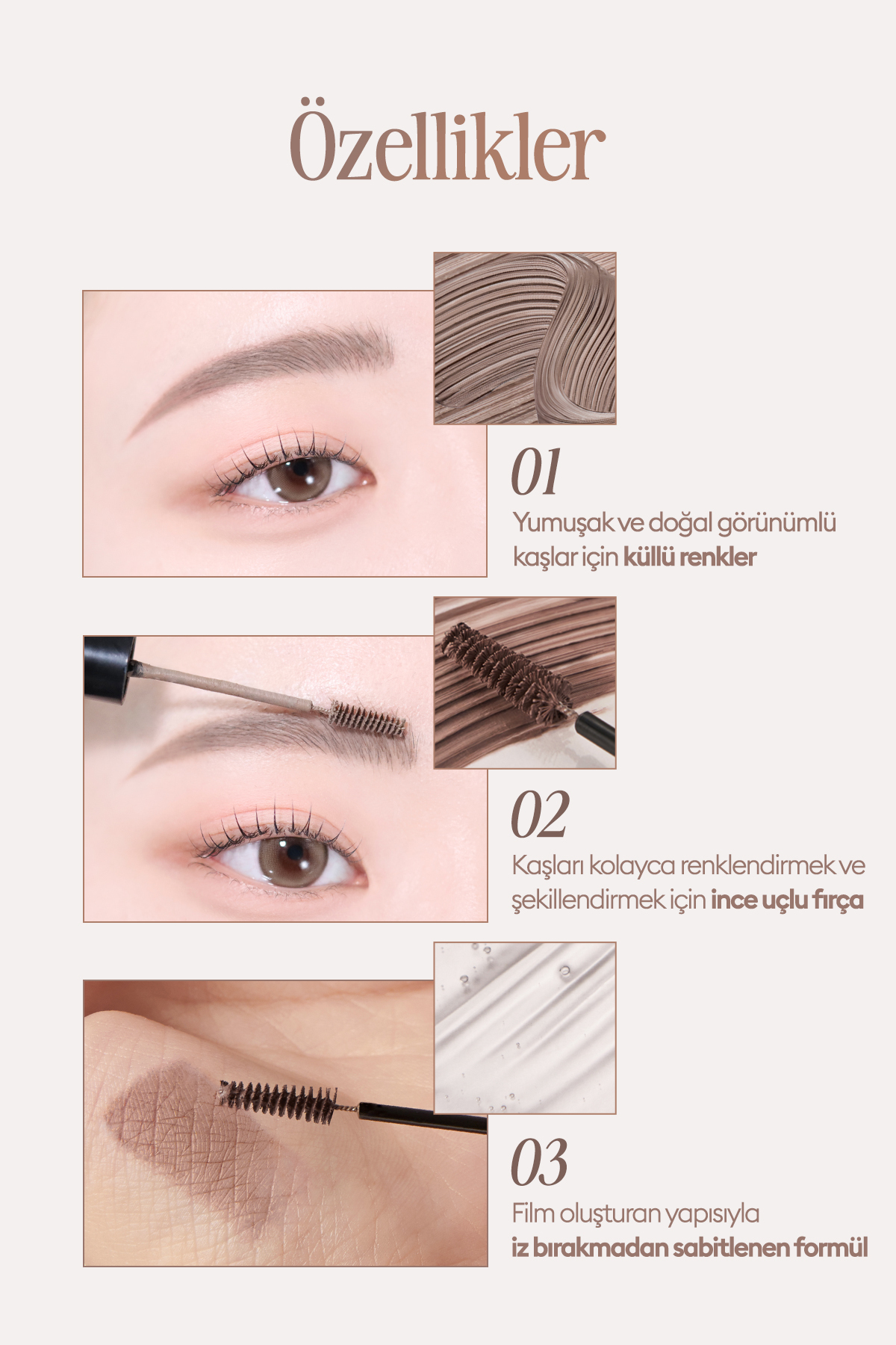 Ultra İnce Fırçalı, Yoğun Pigmentli Kaş Maskarası Kill Brow Slim Ash Browcara (01 Ash Pink) — قهوه‌ای 111608 — تصویر 4 از 9