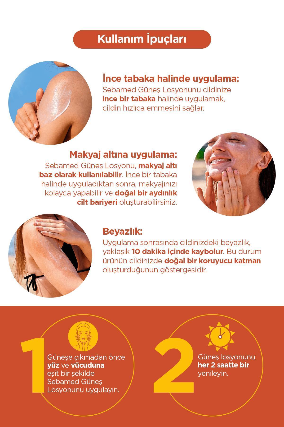 Güneş Losyonu SPF 50+ 150 ml UVA UVB Filtreli E Vitamini Üçlü Yüksek Koruma Makyaj Çantası Hediyeli — SET.SBMD.5 — تصویر 4 از 5