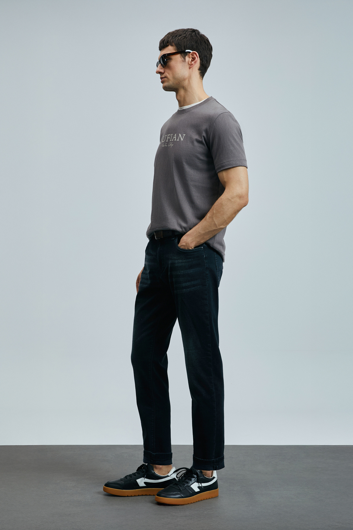 Lufian-Ανδρικό παντελόνι Ivan Smart Jean Regular Fit Anthracite 2