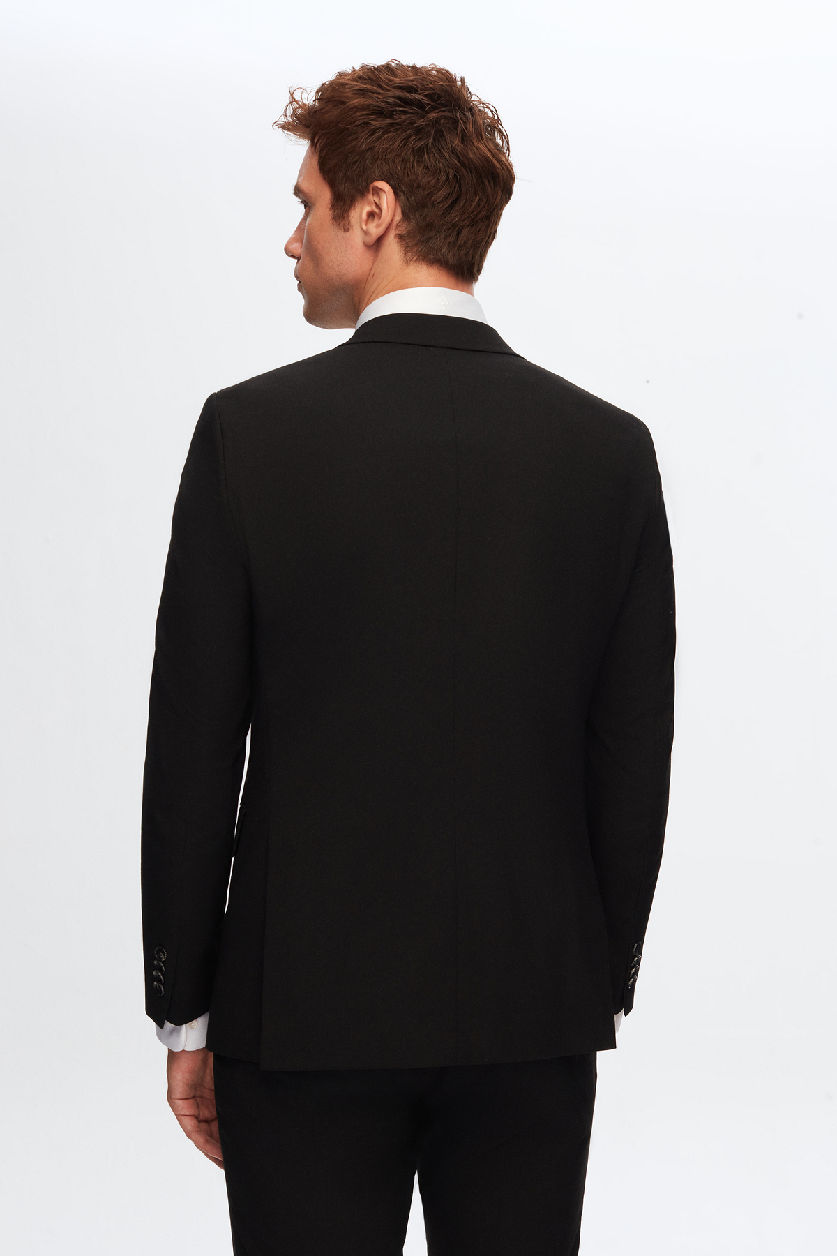 D'S Damat  Ds Damat Slim Fit Siyah Düz Likralı Esnek Mono Yaka Çift Yırtmaçlı Astarlı Takim Elbise - Görsel 7