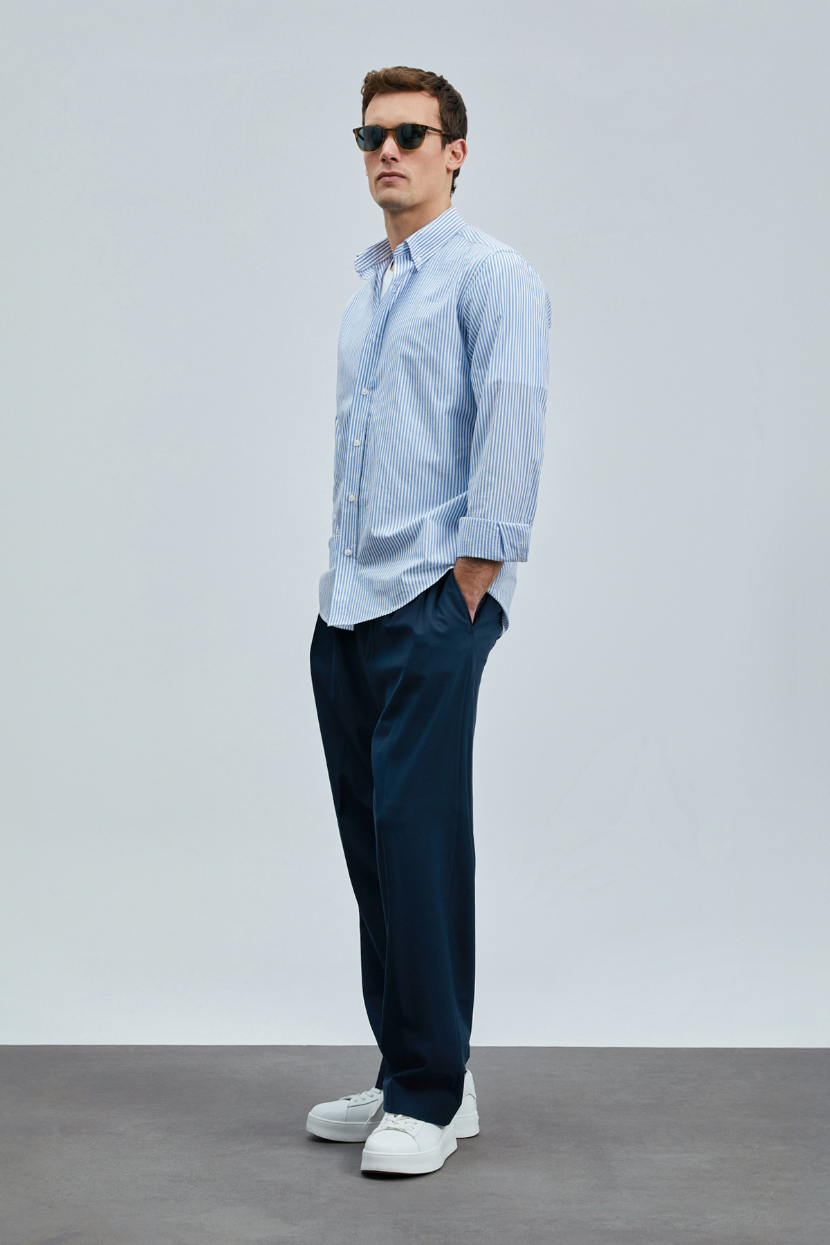 Lufian-Ανδρικό πουκάμισο Charles Basic Regular Fit Μπλε 1