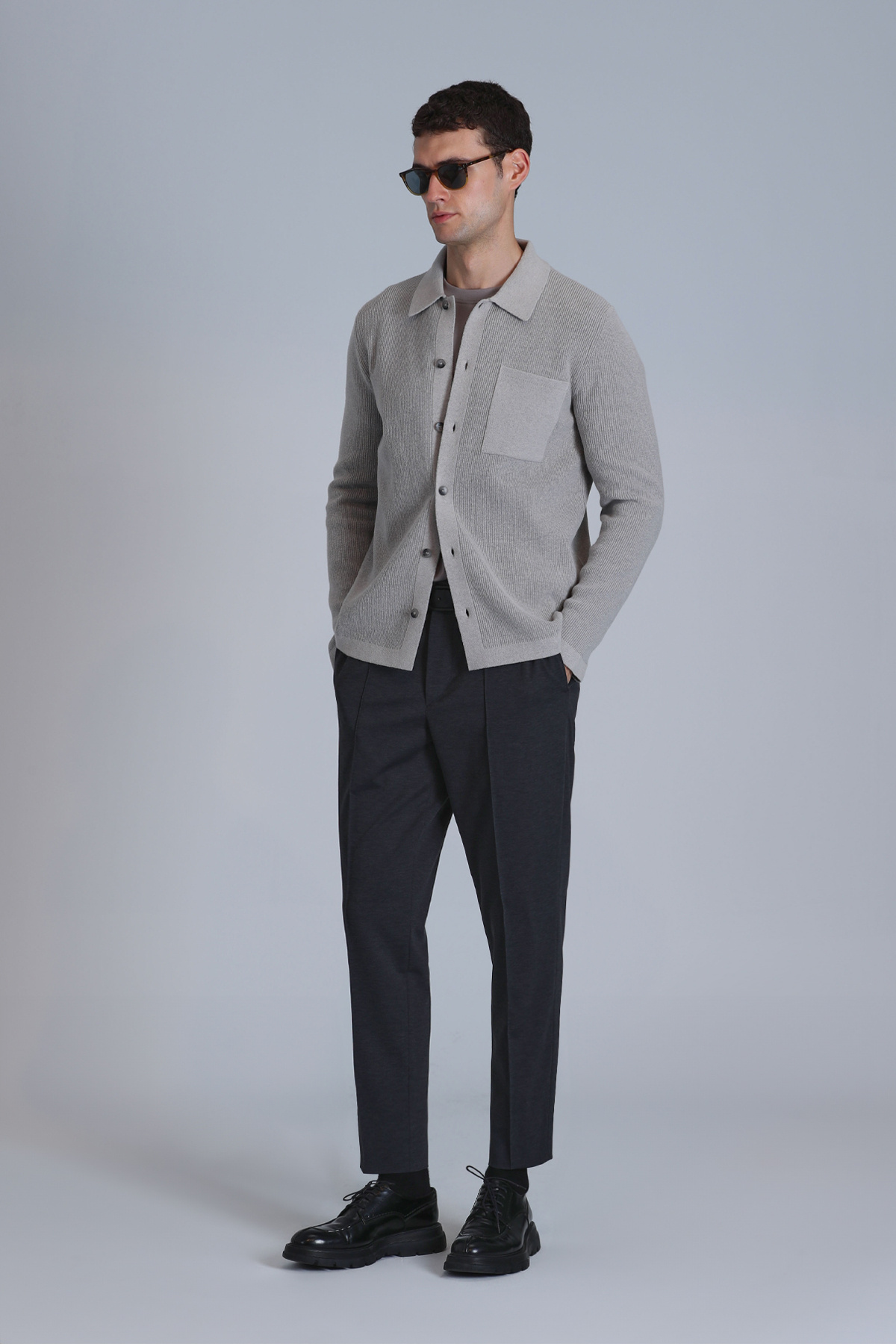 Lufian-Solid Men's Cardigan Mink 4