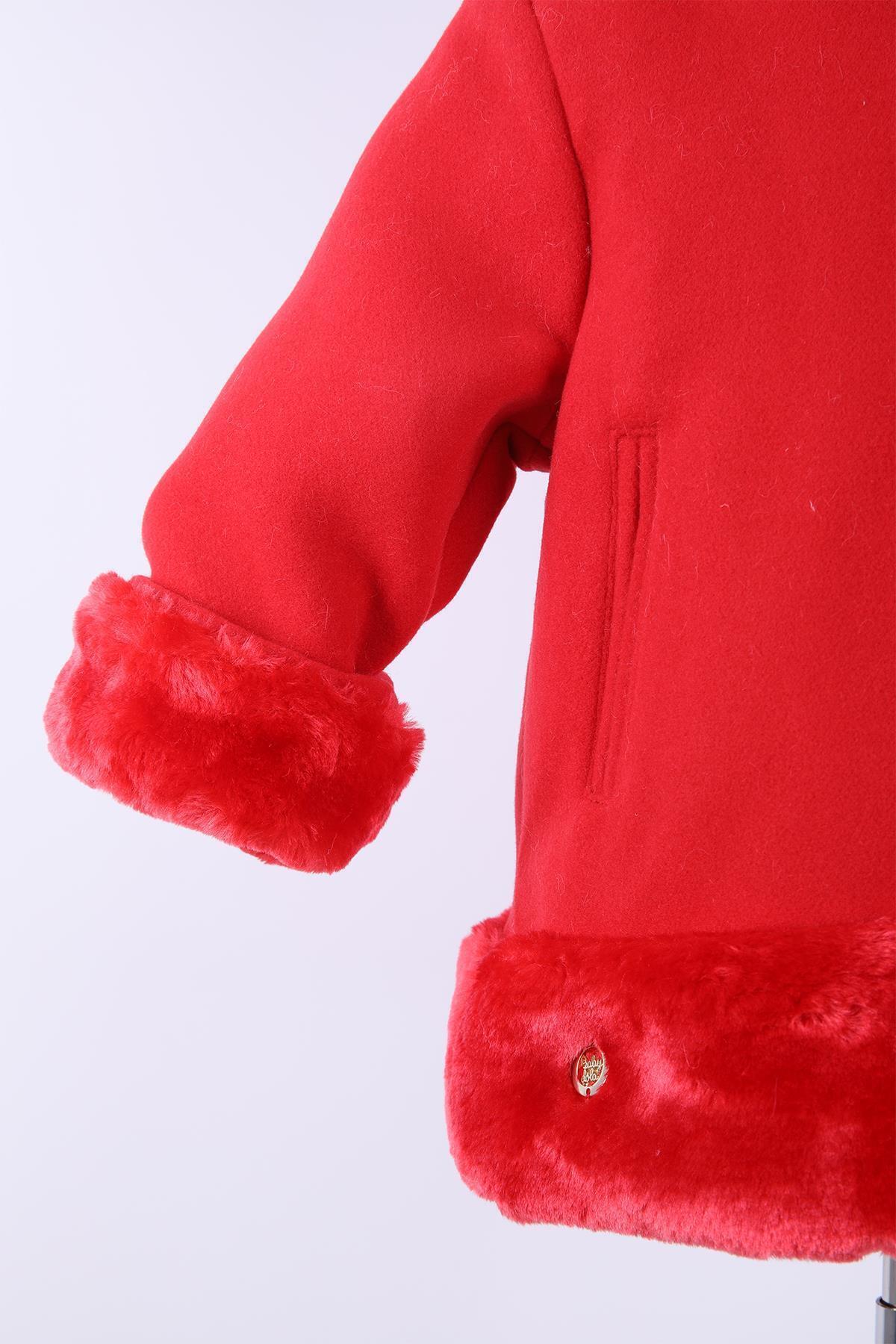 Babyhola Kız Bebek Çocuk Pamuk Astarlı Kapüşonlu Kürk Detaylı Kaşe Kaban Kışlık 13494 fotoğrafı 6 (önizleme)