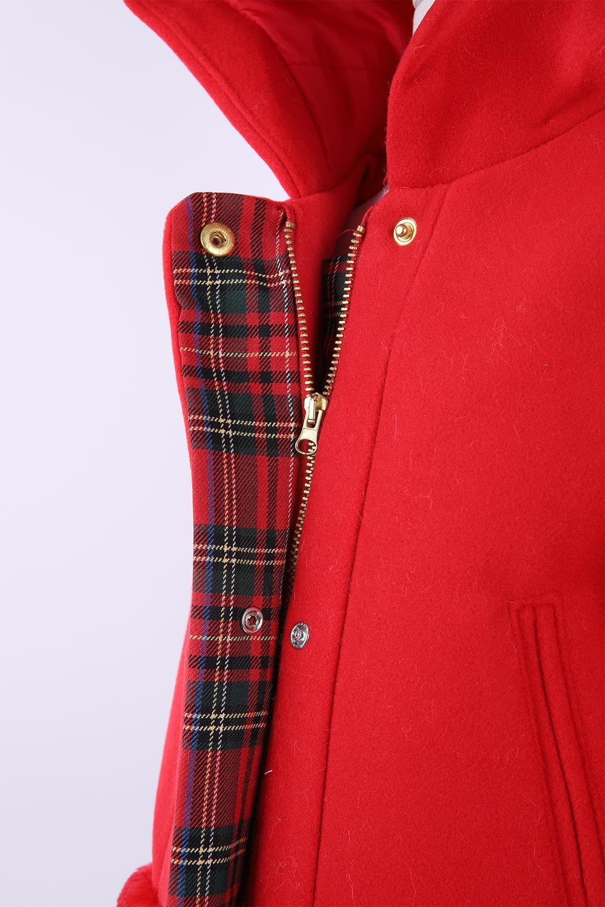 Babyhola Kız Bebek Çocuk Pamuk Astarlı Kapüşonlu Kürk Detaylı Kaşe Kaban Kışlık 13494 fotoğrafı 3 (önizleme)