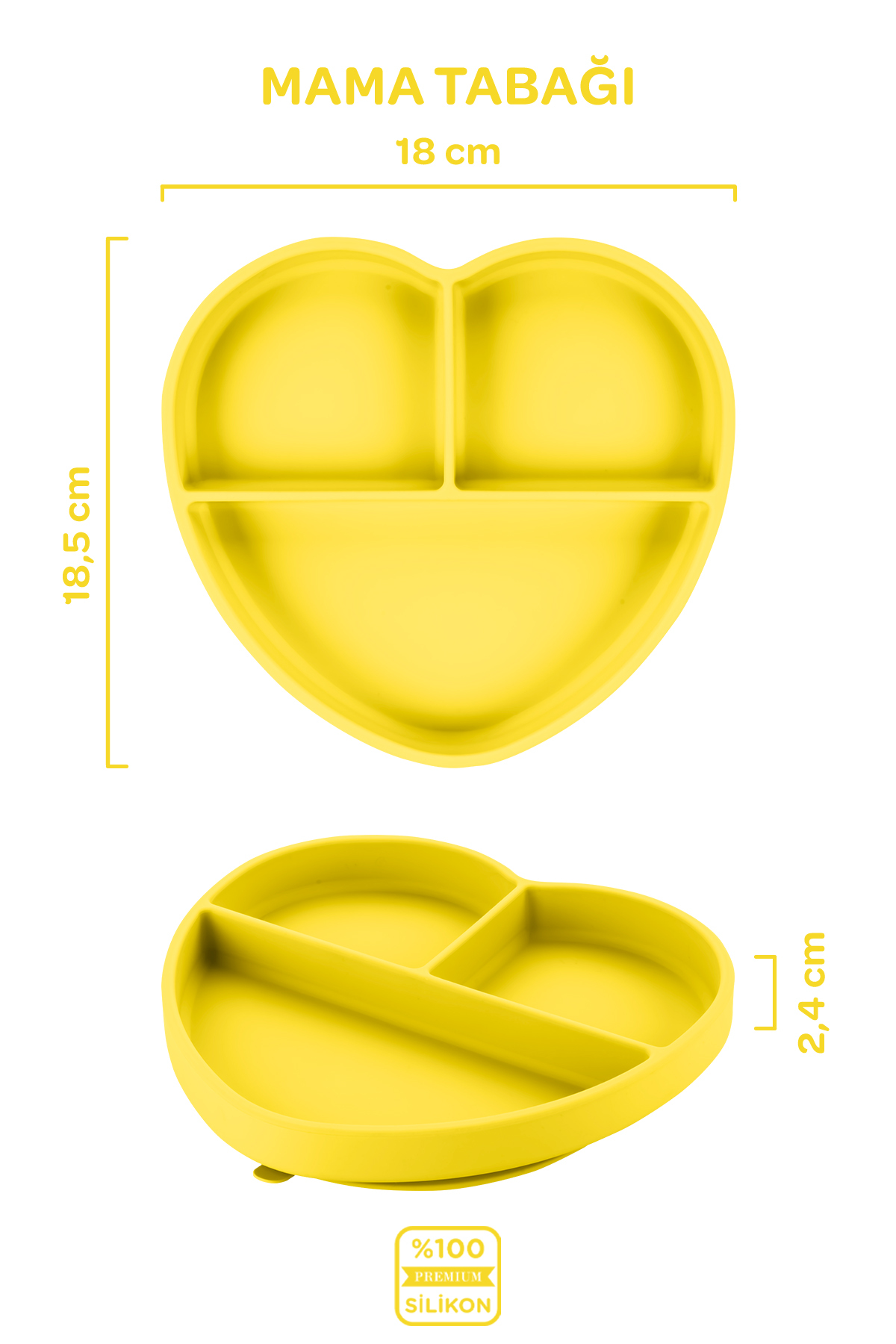 Moki Vakumlu Silikon Mama Tabağı Sunrise Sarı fotoğrafı 2 (önizleme)