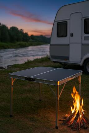 MODULBOX KATLANABİLİR KAMP MASASI, ALÜMİNYUM, 80X80 ÖLÇÜ, PİKNİK MASASI, SİYAH