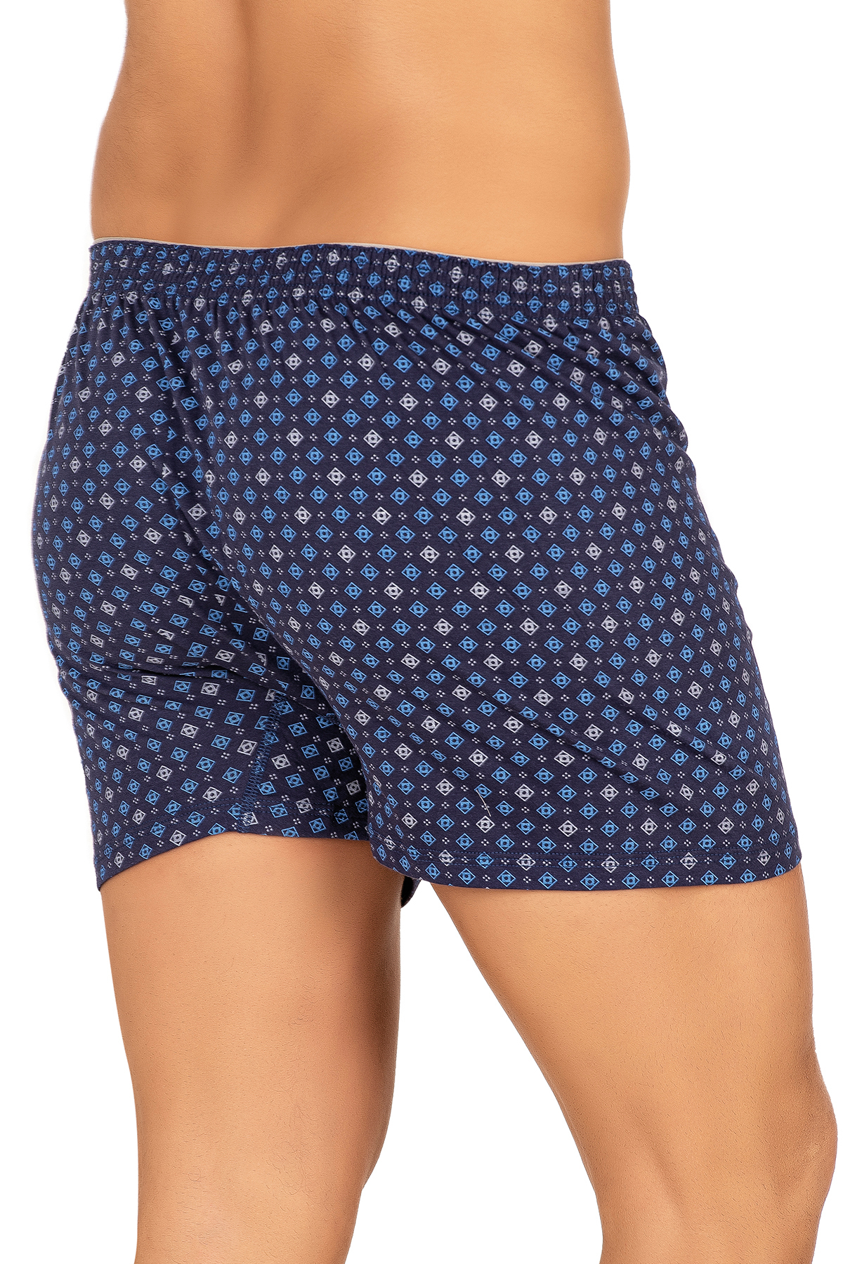 ÖZKAN underwear Özkan 11112 5'li Paket Erkek %100 Pamuklu Havlu Bel Esnek Yumuşak Düğmeli Desenli Penye Boxer Şort K görsel 3