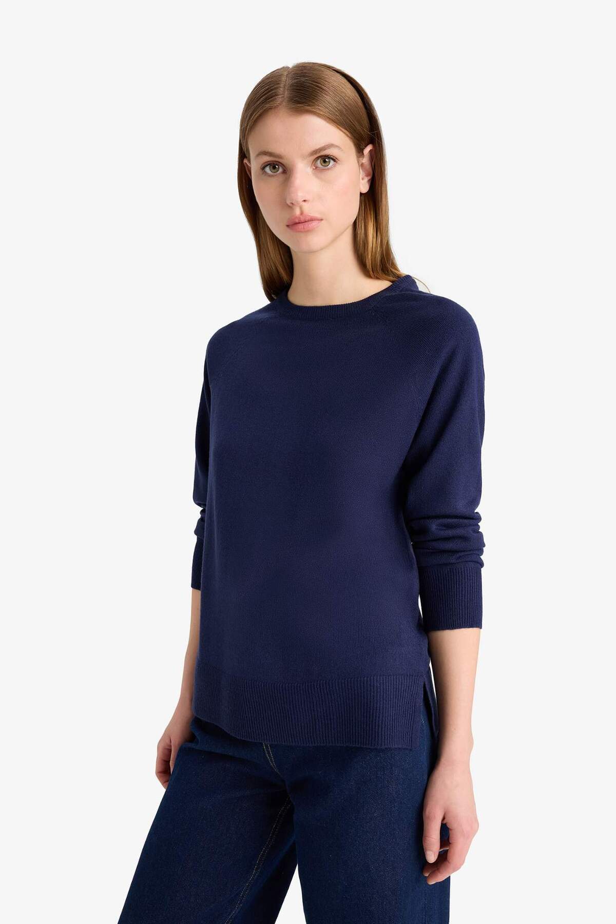DeFacto-Regular Fit Crew Neck Basic Sweater I6913Az23Wn 3