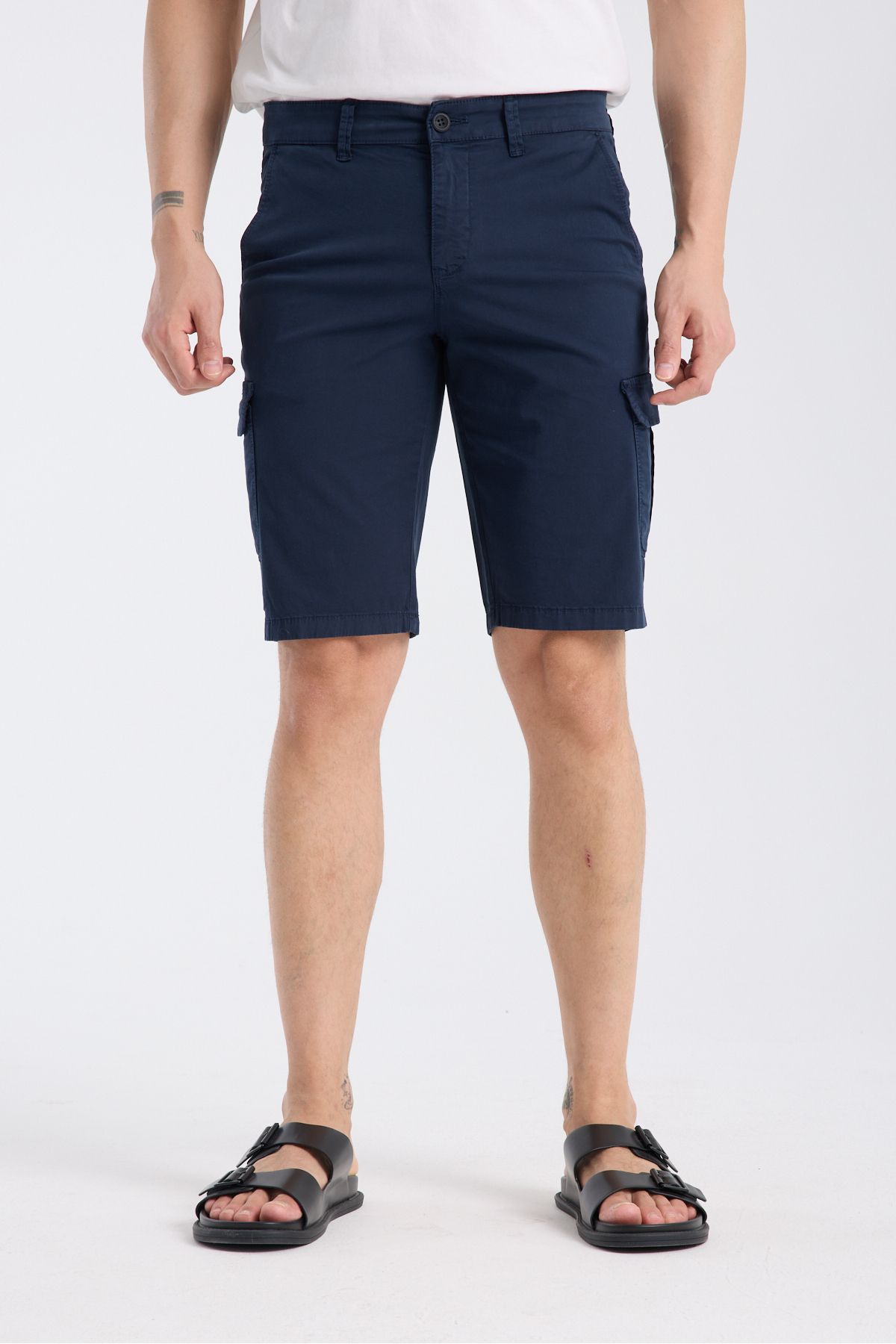 muzzo jeans  Kargo Cepli Lacivert Pamuklu Chino Şort - Görsel 3