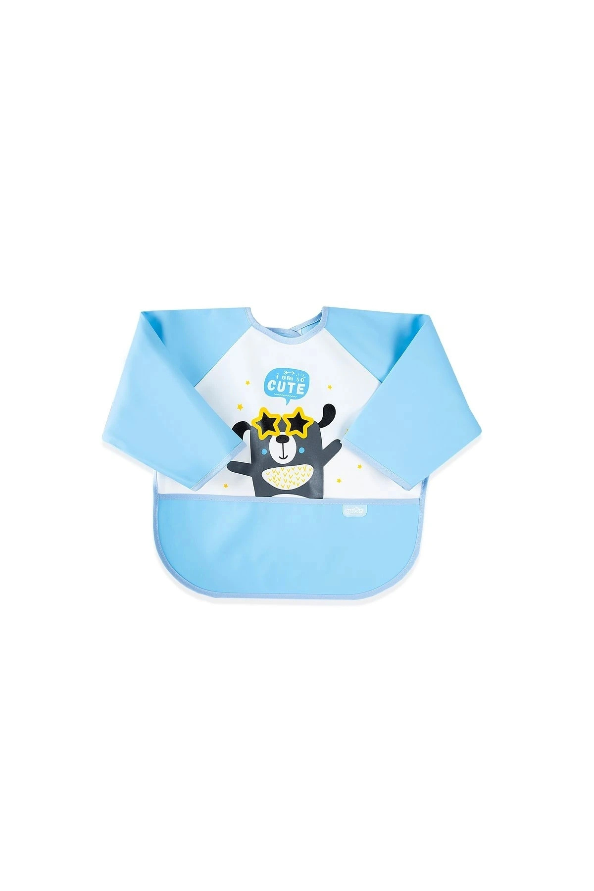 Babyjem Poli Muşamba Kollu Mama Önlüğü Mavi fotoğrafı 2 (önizleme)