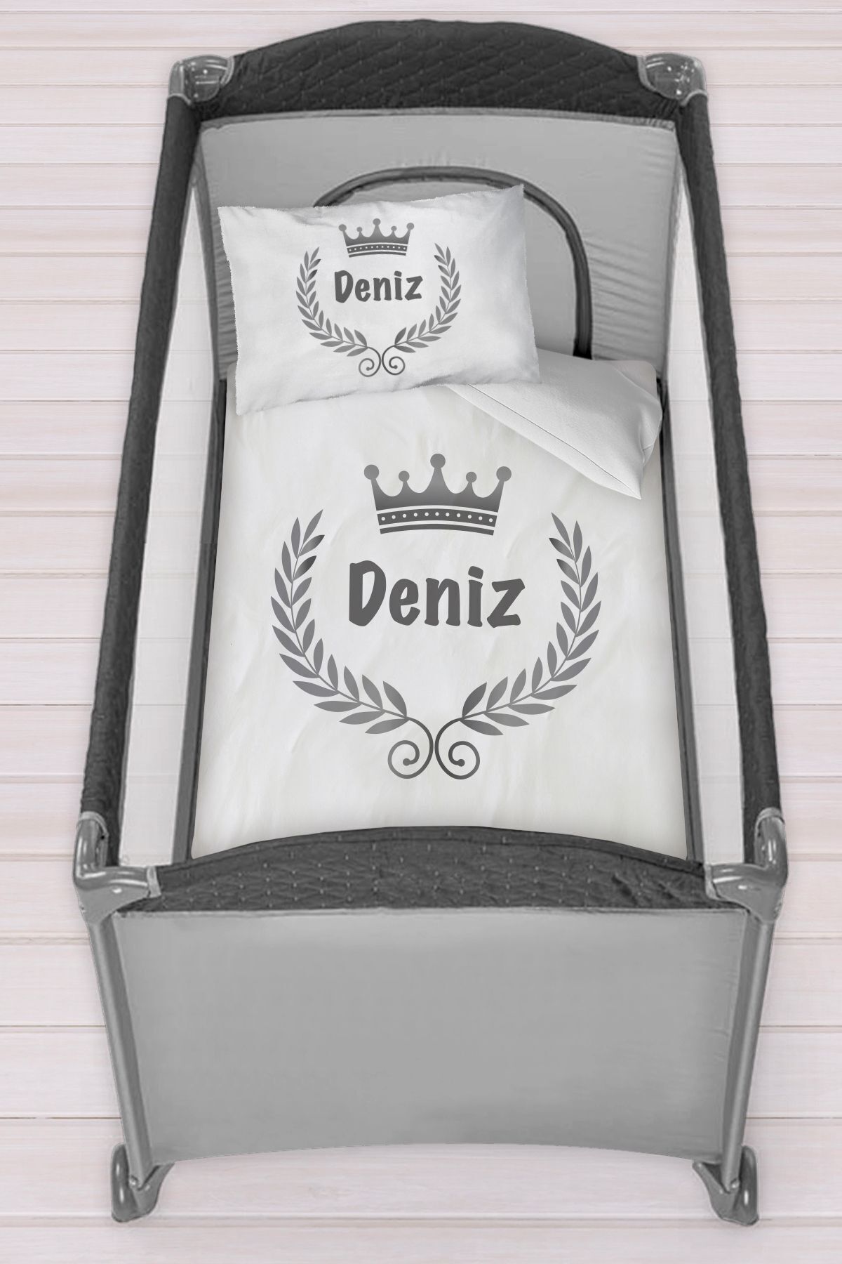 Homamia Isme Özel 75x120 Park Yatak Beşik Nevresim Takımı Kral fotoğrafı 2 (önizleme)