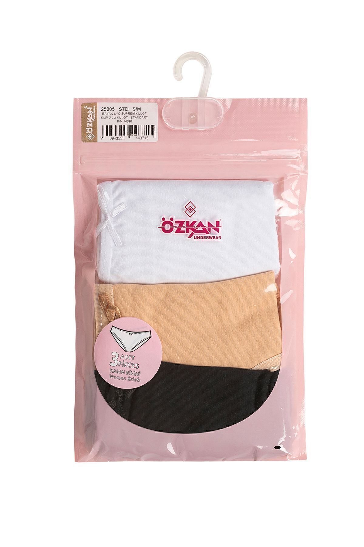 ÖZKAN underwear Özkan 25805 Kadın 3'lü Paket Pamuklu Esnek Rahat Slip Bikini Külot görsel 2