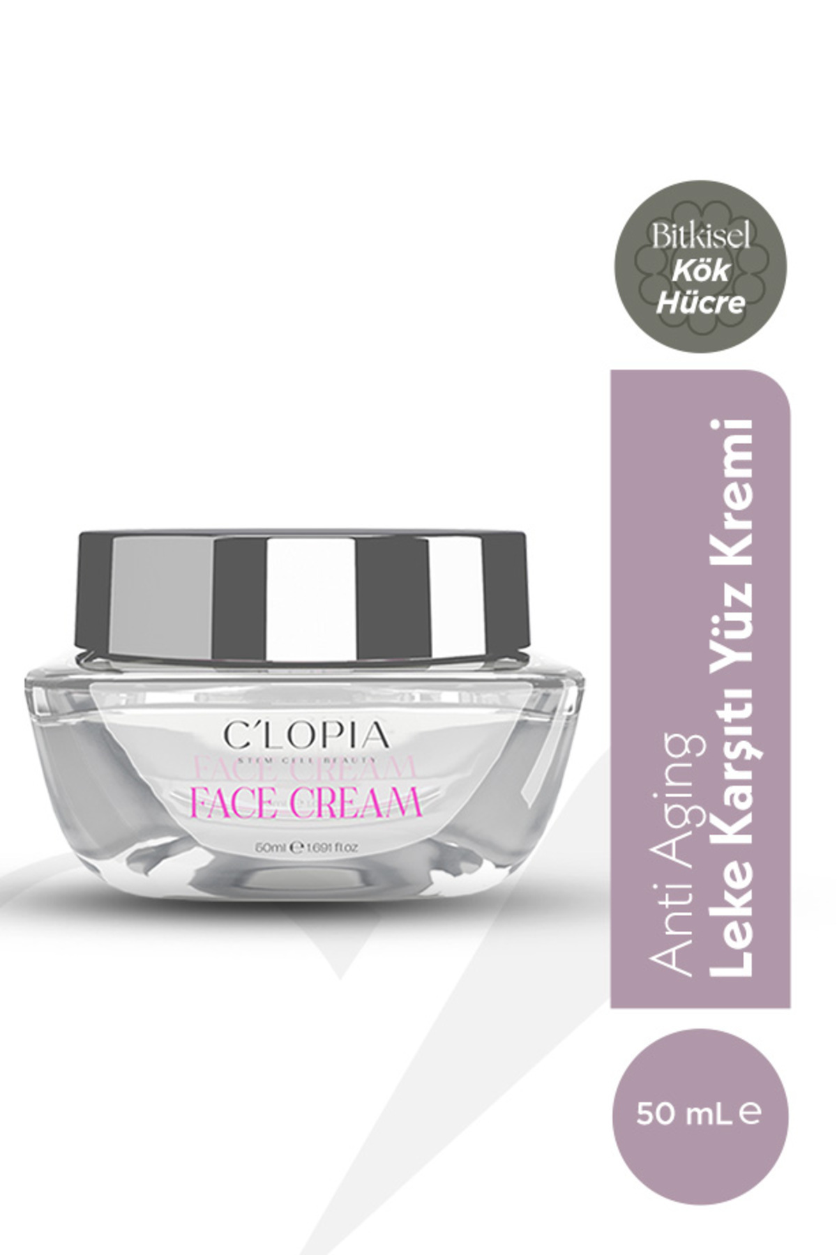 Leke ve Yaşlanma Karşıtı Bitkisel Kök Hücre Yüz Kremi, Hyaluronik Asit, Niacinamide, C-Vit, Kolajen