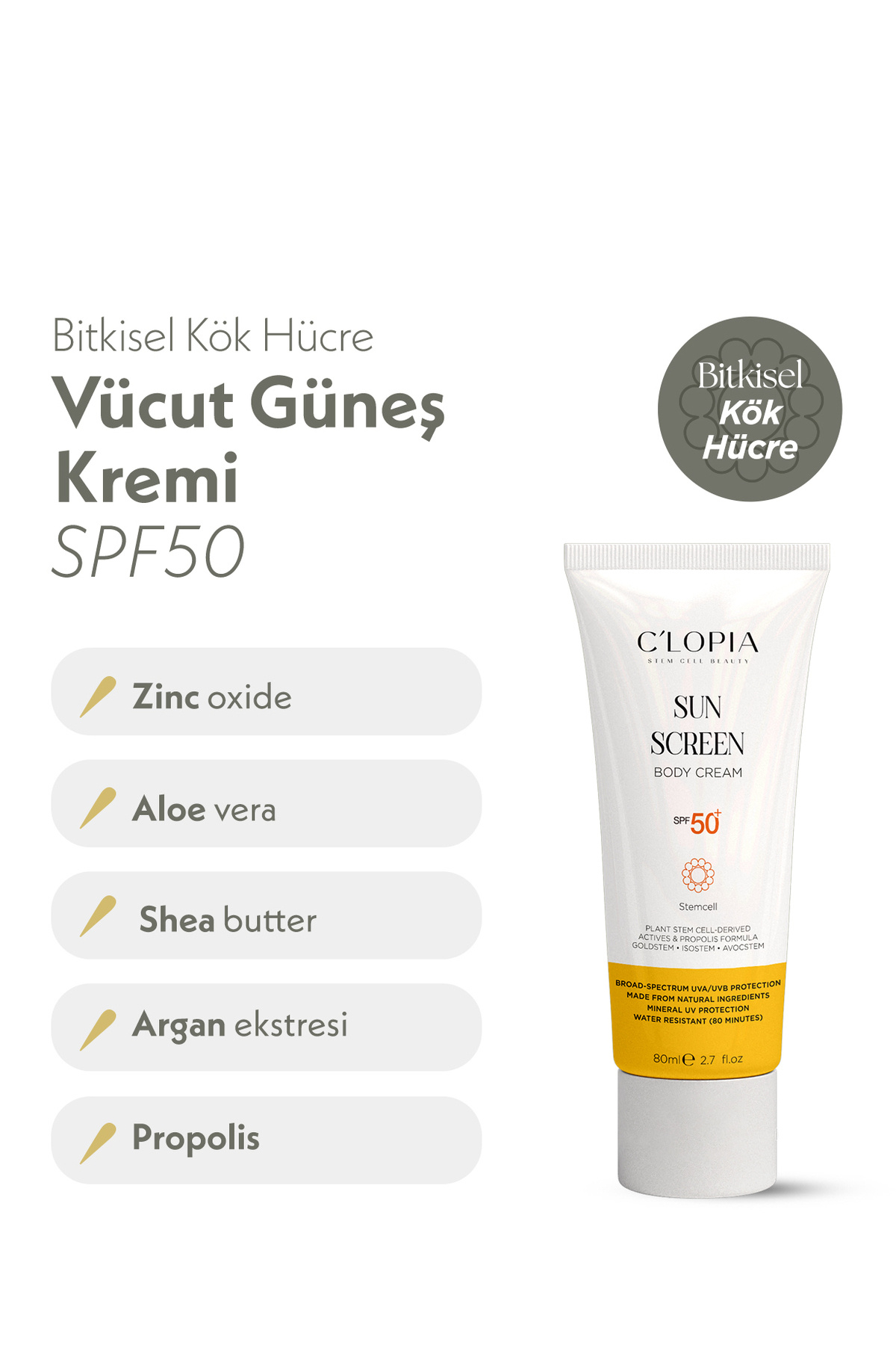 کرم ضد آفتاب بدن SPF 50+ محافظت در برابر اشعه‌های UVA و UVB فیلتر معدنی سلول‌های بنیادی گیاهی اکسید روی — CLPGNS02 — تصویر 3 از 9