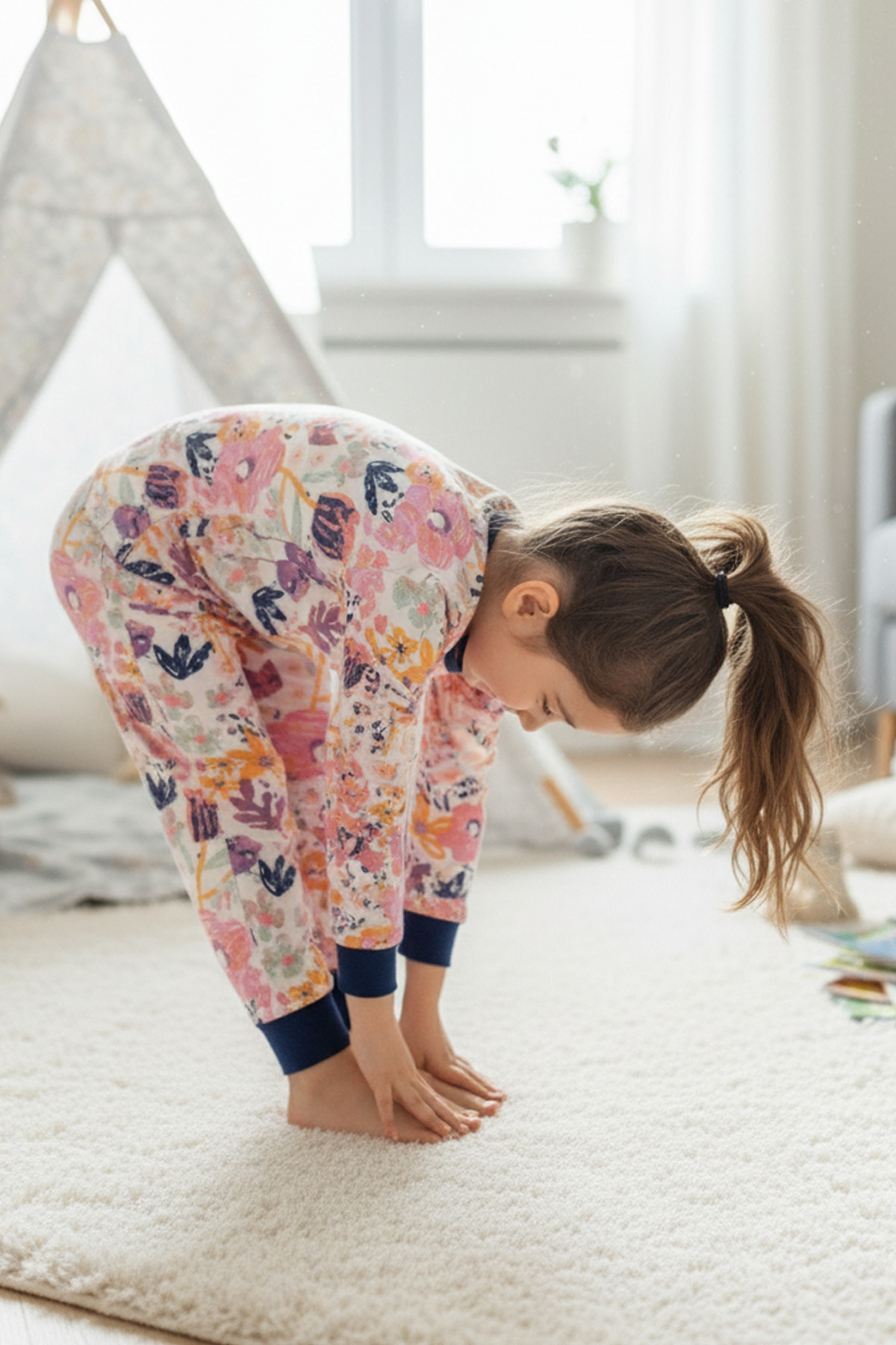 MK Mukko Kids Çocuk Pijama Takımı - Kız Çocuk Çiçek Desenli Mevsimlik Terletmeyen Pijama Takımı fotoğrafı 3 (önizleme)