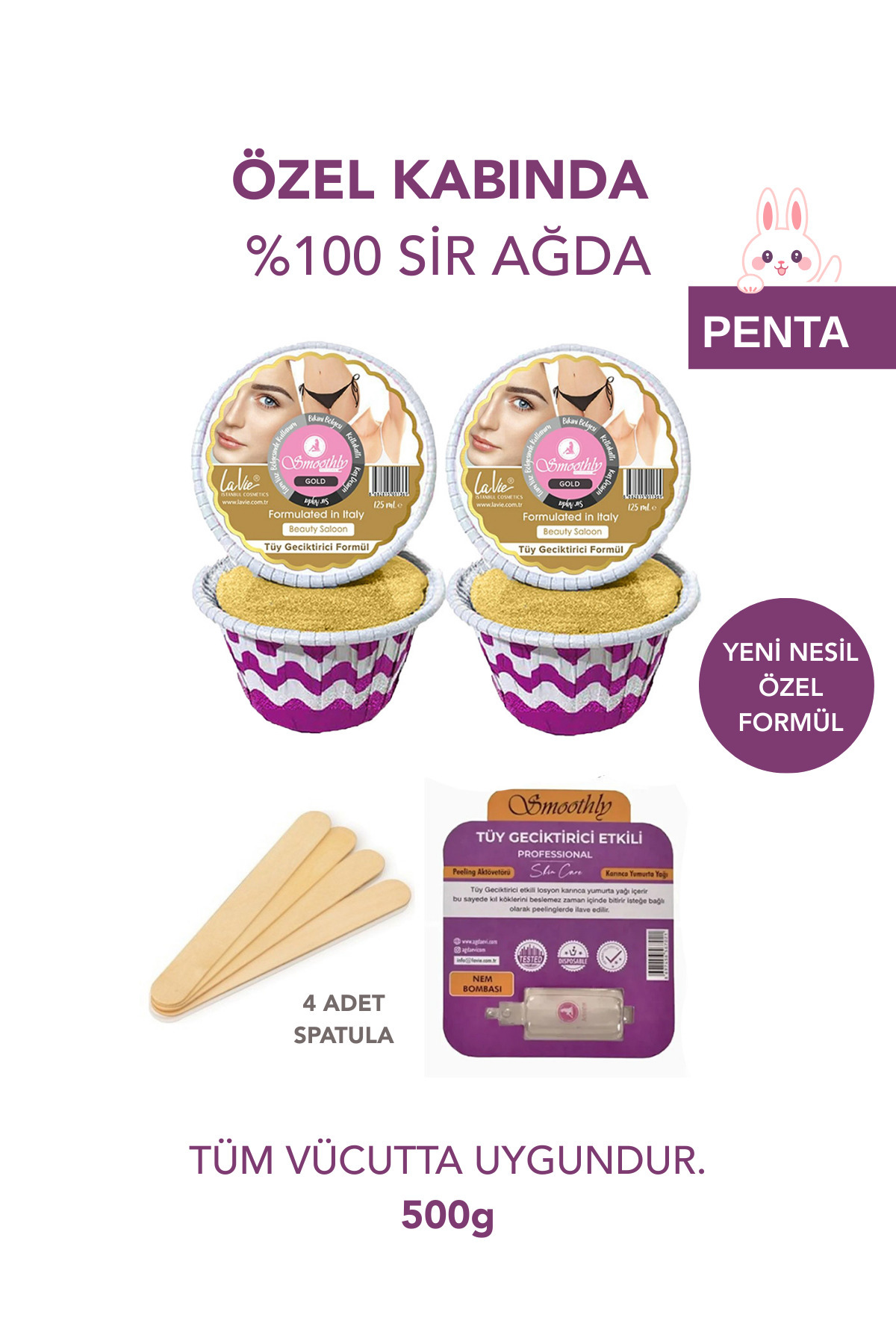 Smoothly 4 Parça Gold Boncuk ( Penta ) Ağda Soyulabilen Yüz Ağdası