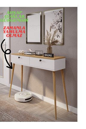 BAGAX 2 Kapaklı Ahşap Ayaklı Modern Dresuar