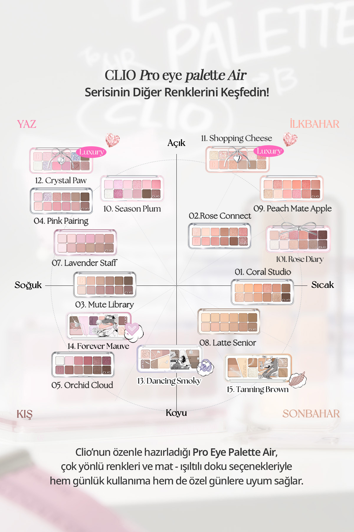 CLIO-Clio Pro Eye Palette Air - لوحة ظلال عيون ذات ملمس خفيف وألوان كثيفة (02 Rose Connect) 5