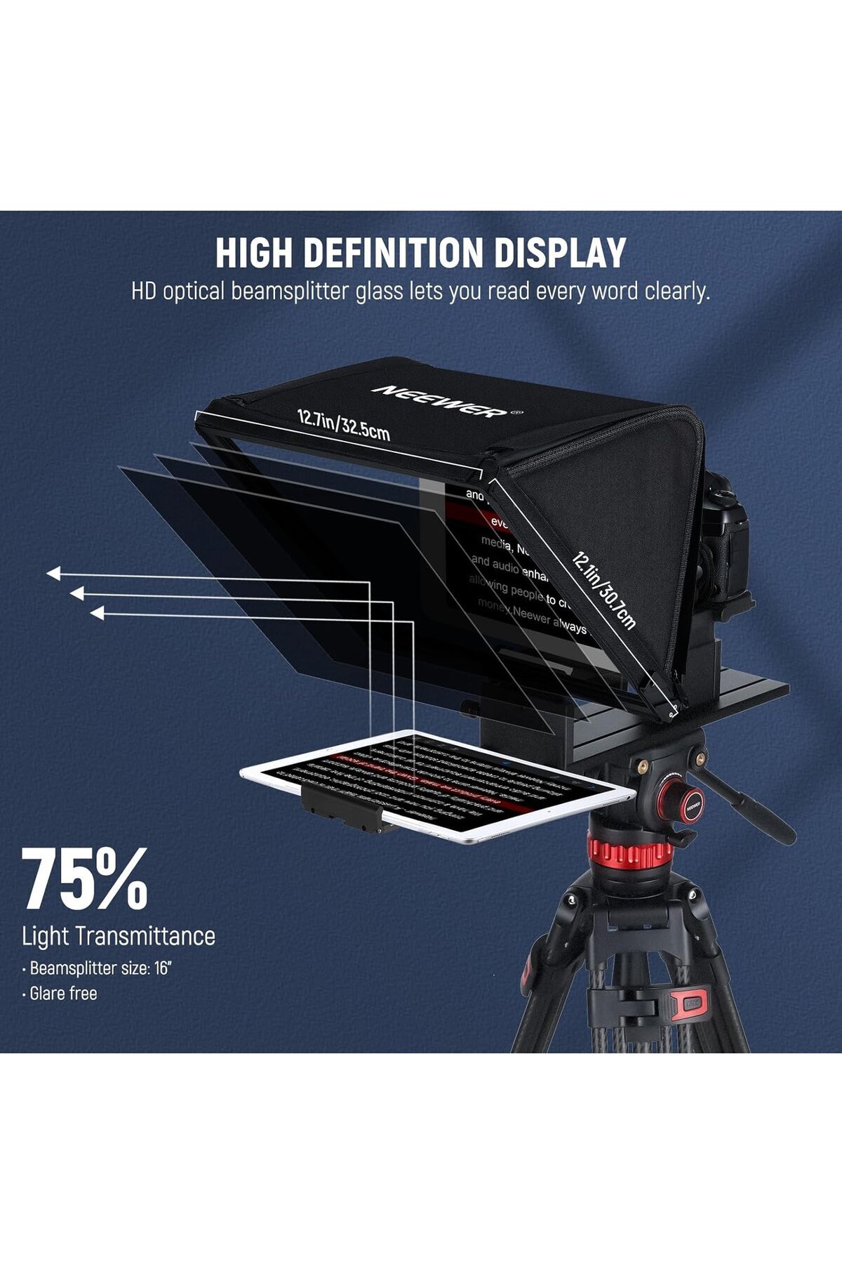 NEEWER-X16 Teleprompter with RT113 Remote Control, App Control, 16" Beam Separator, Foldable Aum All 3