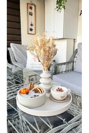 HomeAlışveriş Bal kabaklı tepsili mum seti çiçek dahil