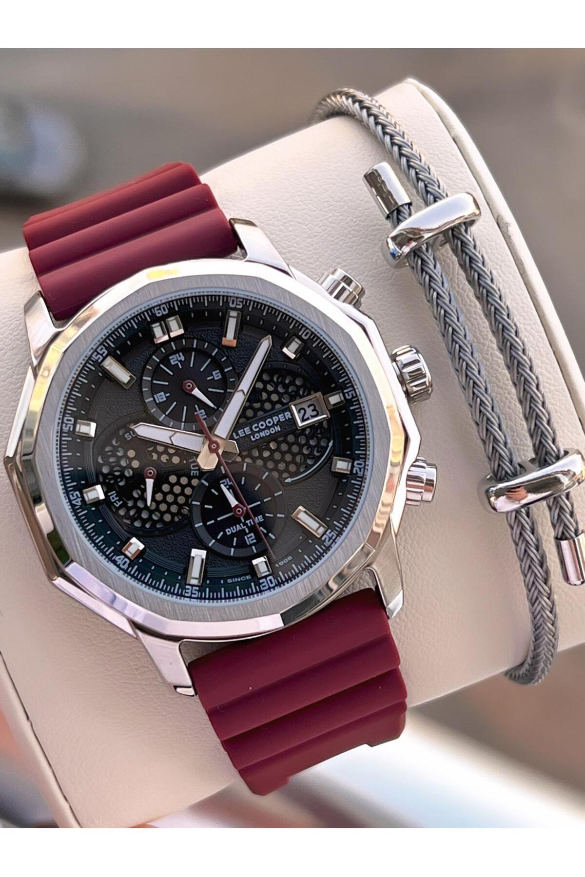 مچ‌بند ساعت مردانه ایتالیایی با بند سیلیکونی، هدیه، ۵ اتم، Elc.08238.358