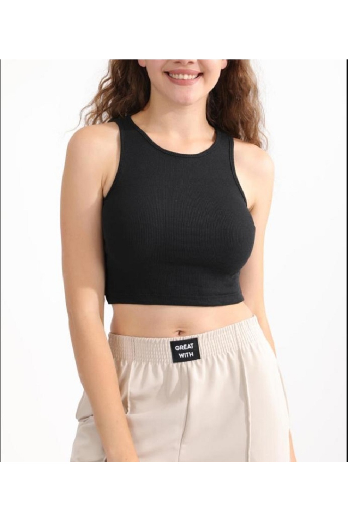 MİLYA&GYM  Kadın 4'lü paket vücudu saran pamuklu BİSİKLET YAKA T-SHİRT-ATLET set crop bluz - Görsel 6