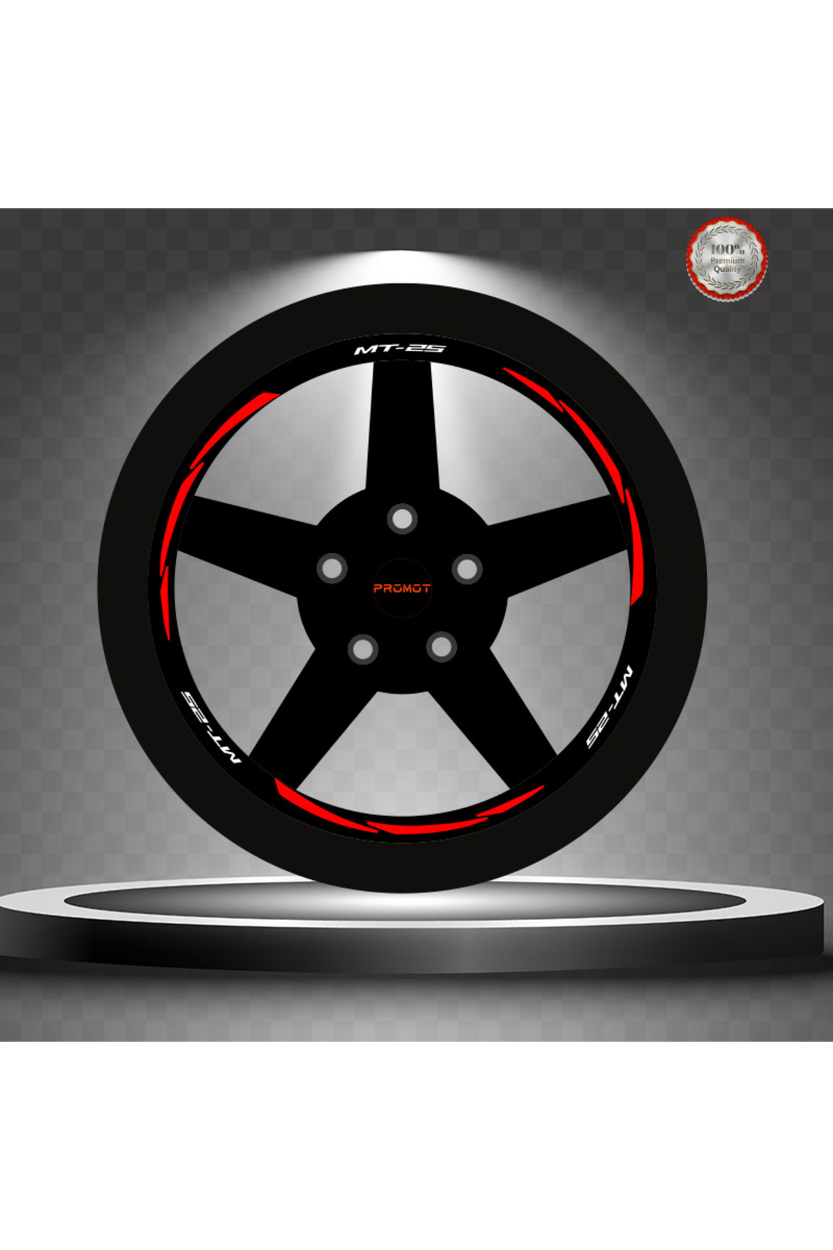 SEK MOTO MT25 REKLEFTİF KIRMIZI 3 PARÇALI JANT ŞERİDİ