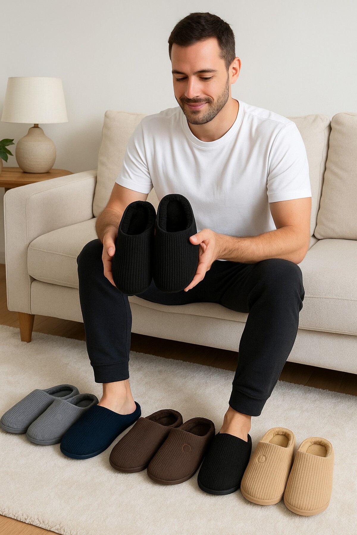 Moda Frato VELVET Erkek Ev Terliği Ses Yapmayan Taban Yünlü Terlik görsel 5