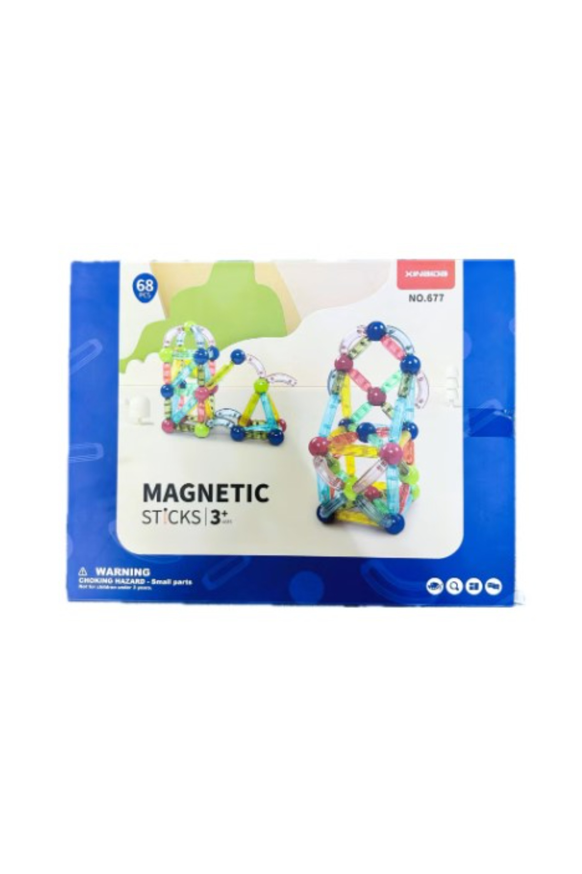 سینبیدا ۶۷۷ مجموعه ۶۸ تکه میله‌ها و گوی‌های مغناطیسی – اسباب‌بازی ساختنی STEM برای سنین ۳ سال به بالا