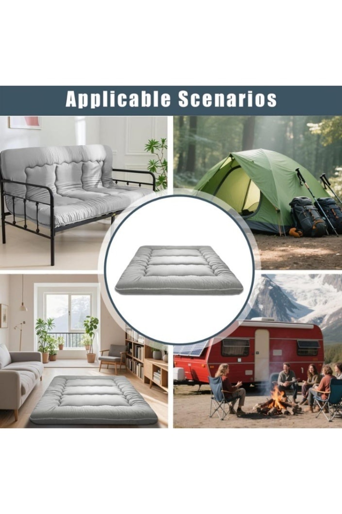 smart home-100% Soft Polyester 3-Layer Foldable Floor Mattress - 190x90 cm | Comfortable and lightweight 3