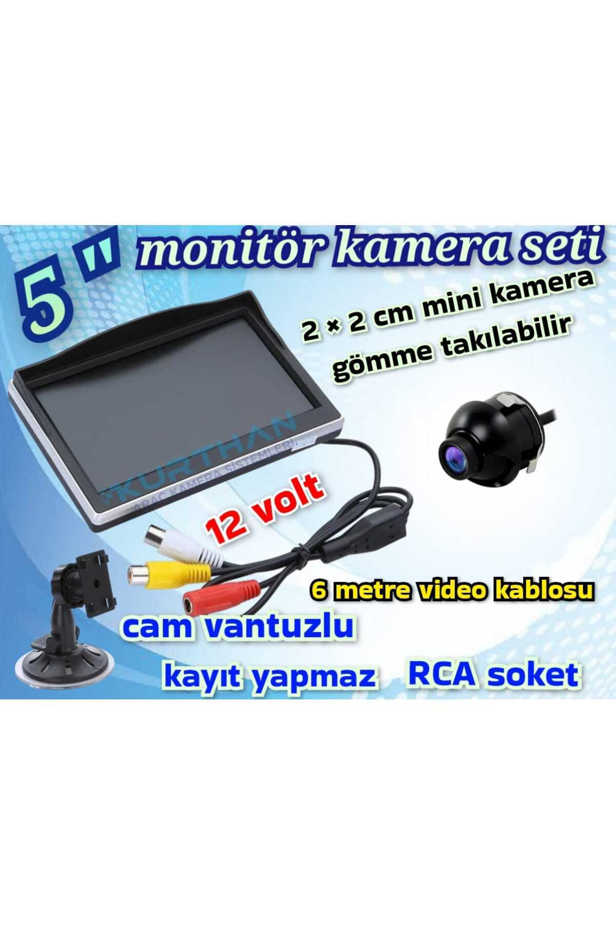 Twogo 1 ADET 19 MM. MİNİ KAMERA VE 5 İNÇ MONİTÖR KAYIT YAPMAZ 12 VOLT