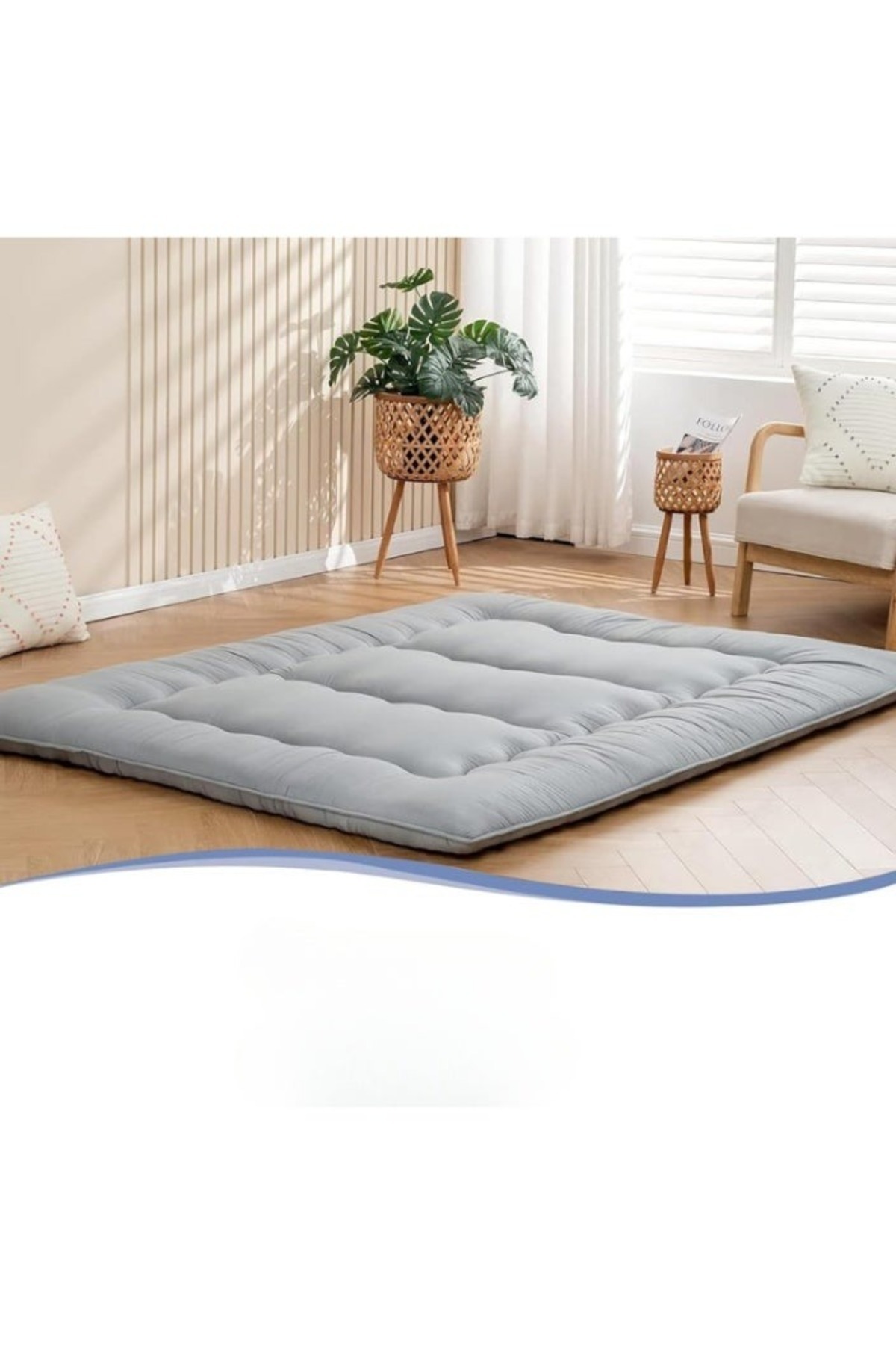 smart home-100% Soft Polyester 3-Layer Foldable Floor Mattress - 190x90 cm | Comfortable and lightweight 4