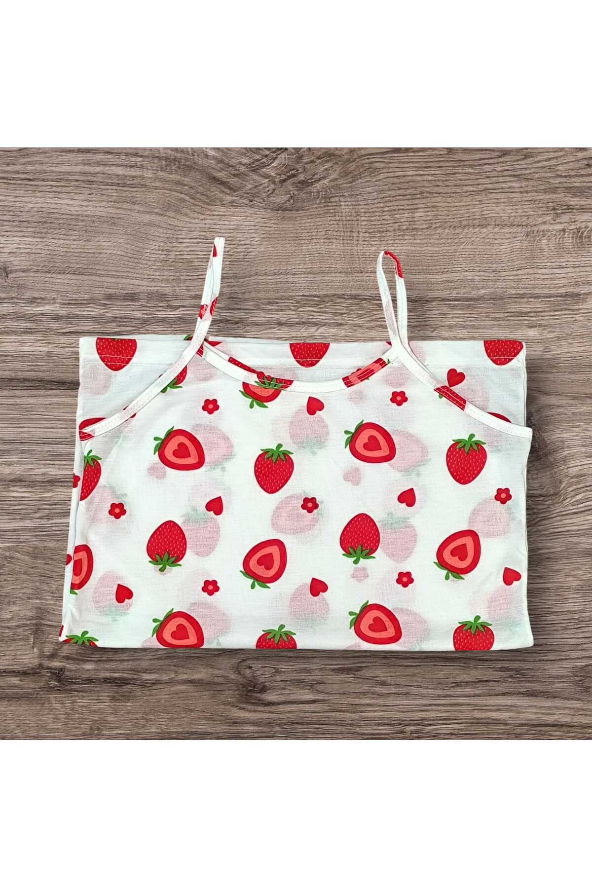 ESTA STORE-White Strawberry Patterned Tank Top with String Straps 2